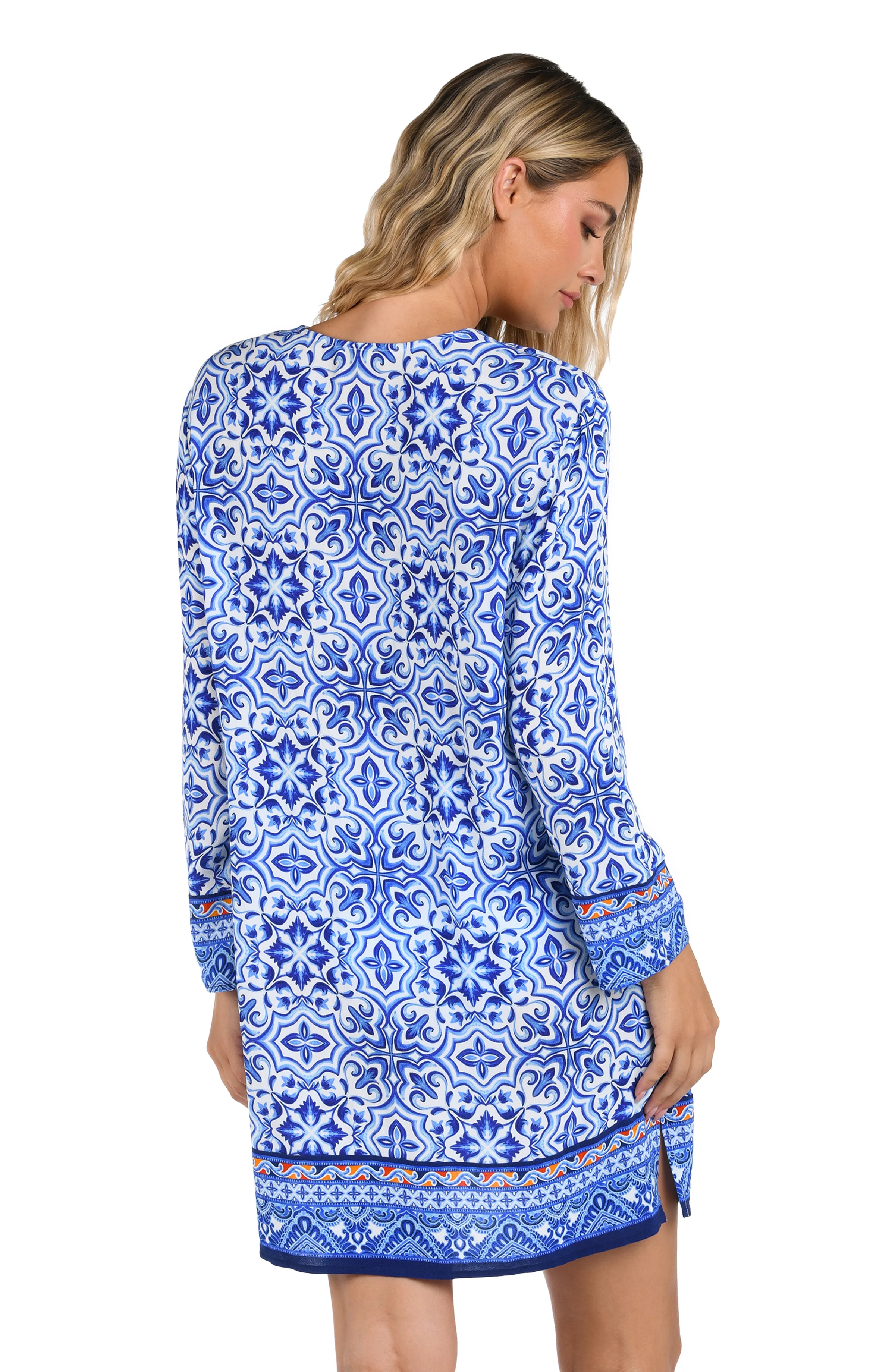 Alboran Sea Lace Up V-Neck Tunic Cover Up - FINAL SALE - Image 3