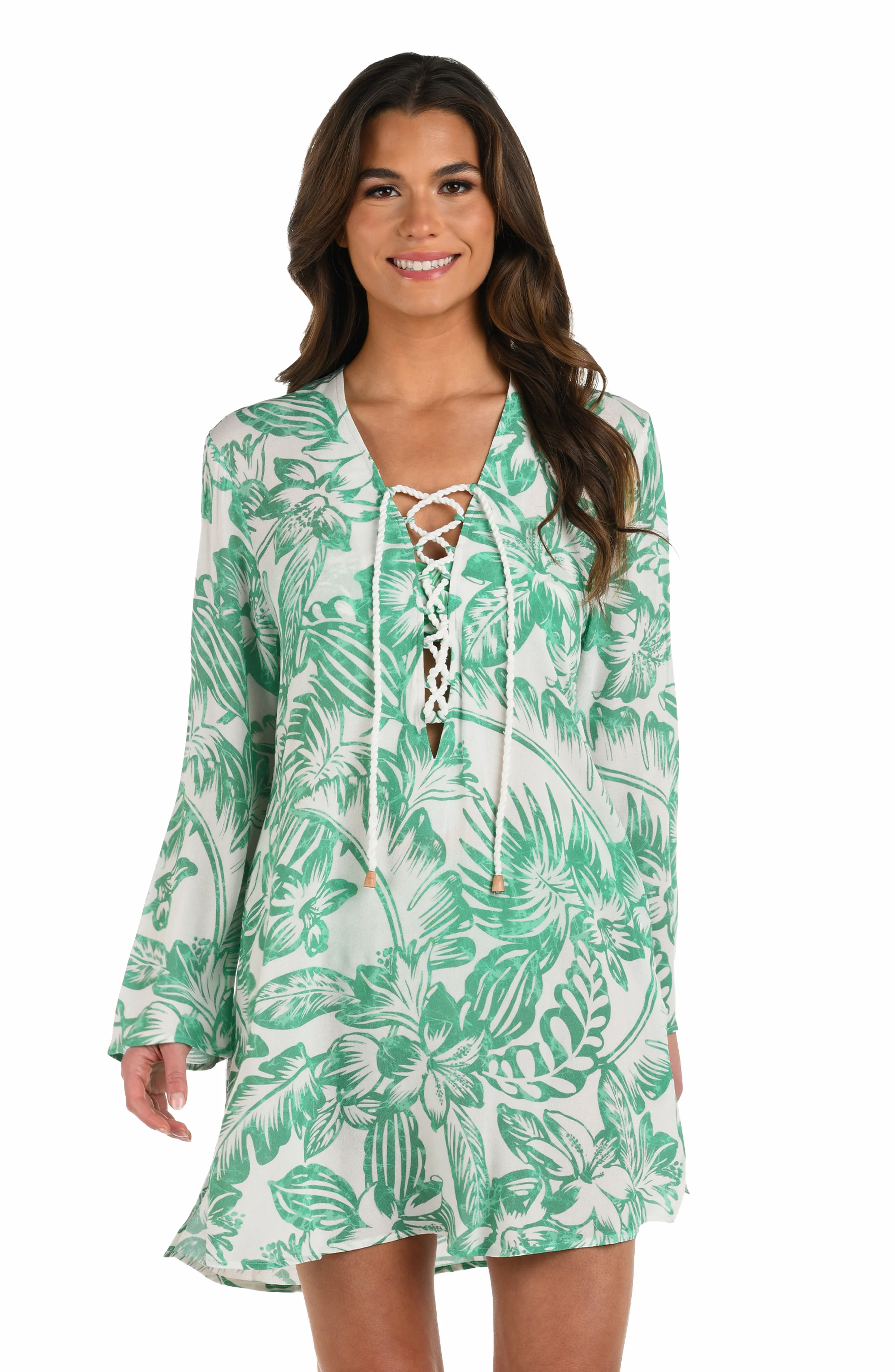 Batiki Balinese Lace Up V-Neck Tunic Cover Up - Image 4