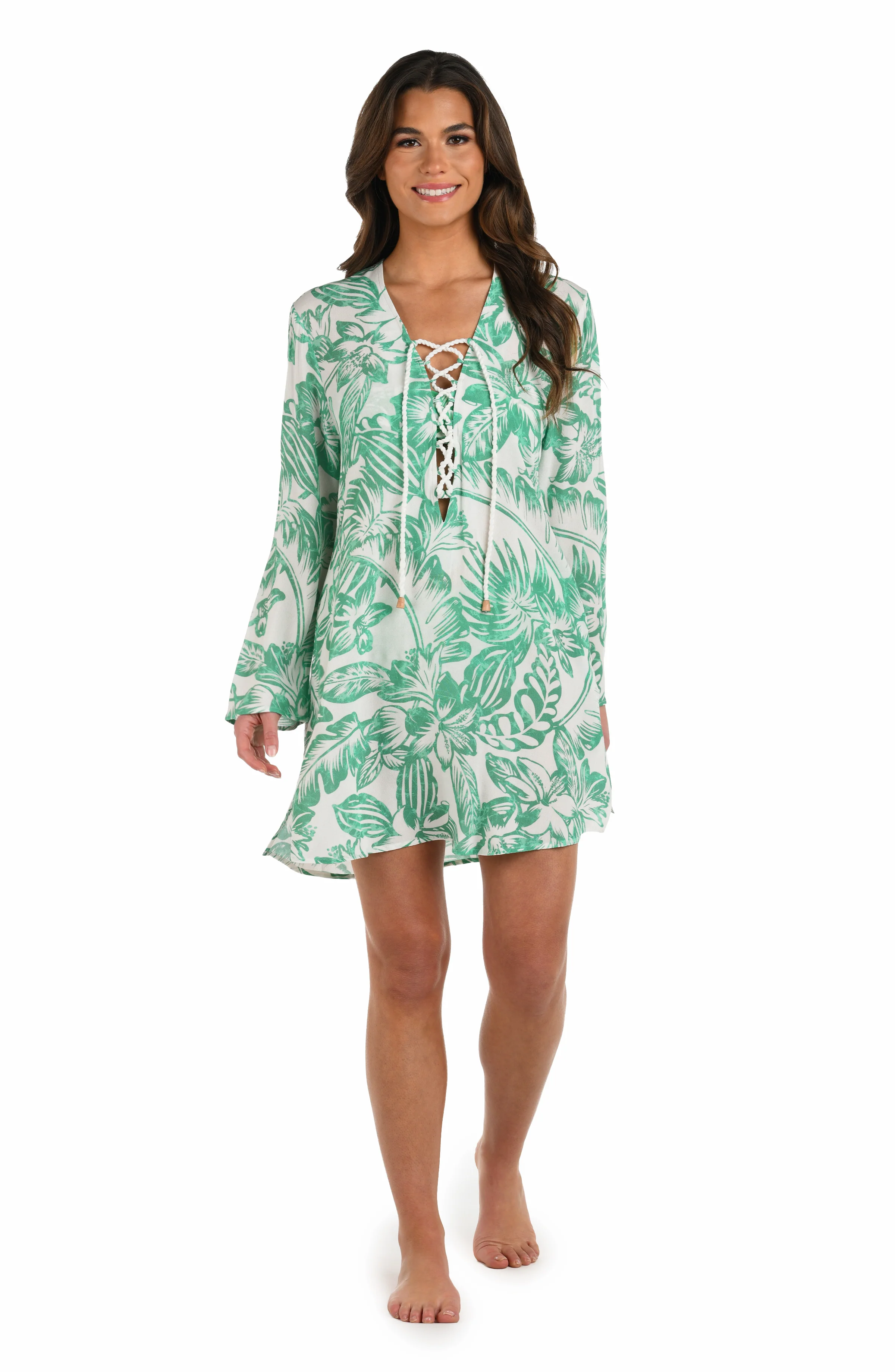 Batiki Balinese Lace Up V-Neck Tunic Cover Up - Image 5