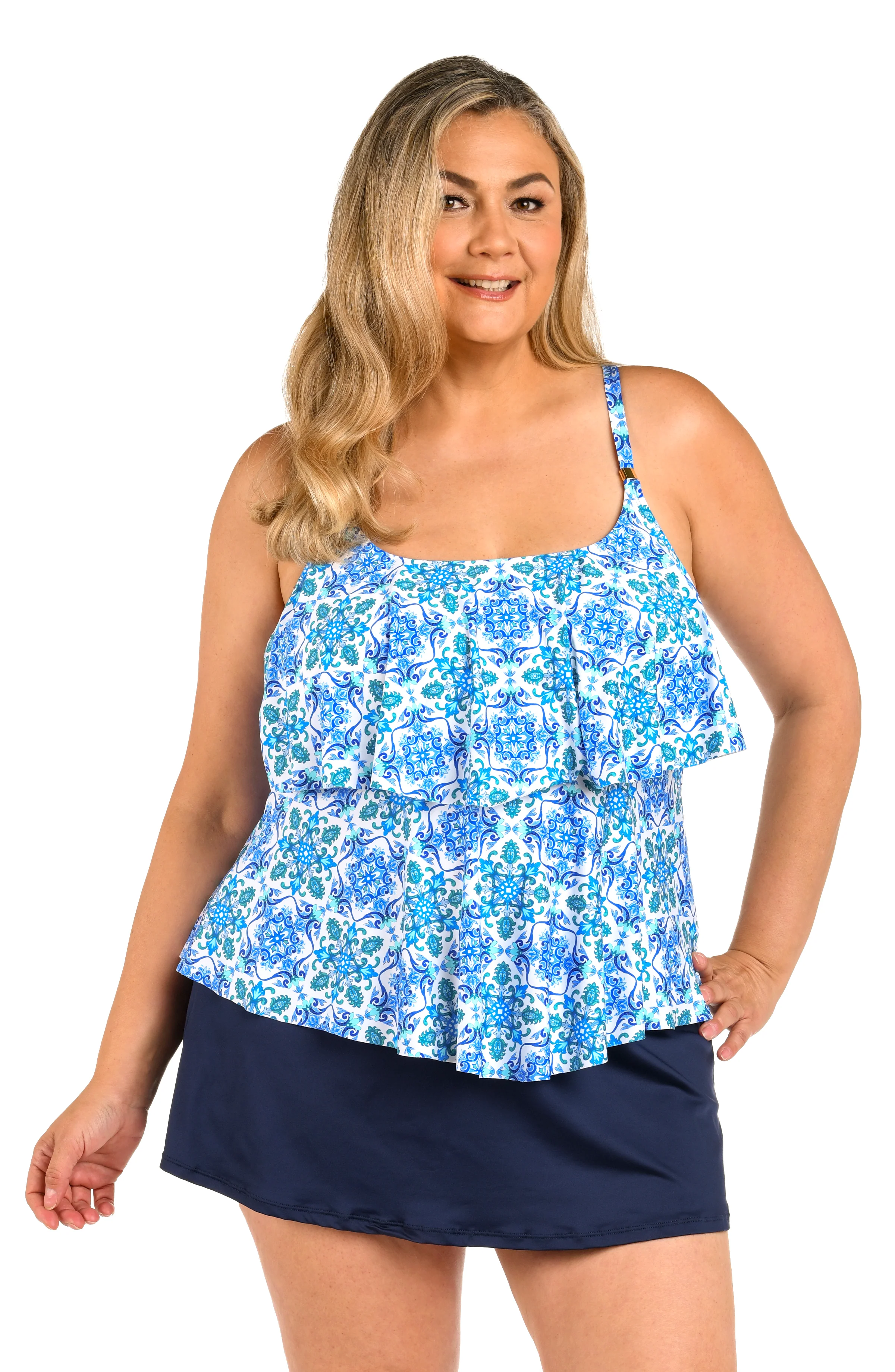24th & Ocean Beachside Tile Two Tiered Tankini Top - FINAL SALE - Image 3