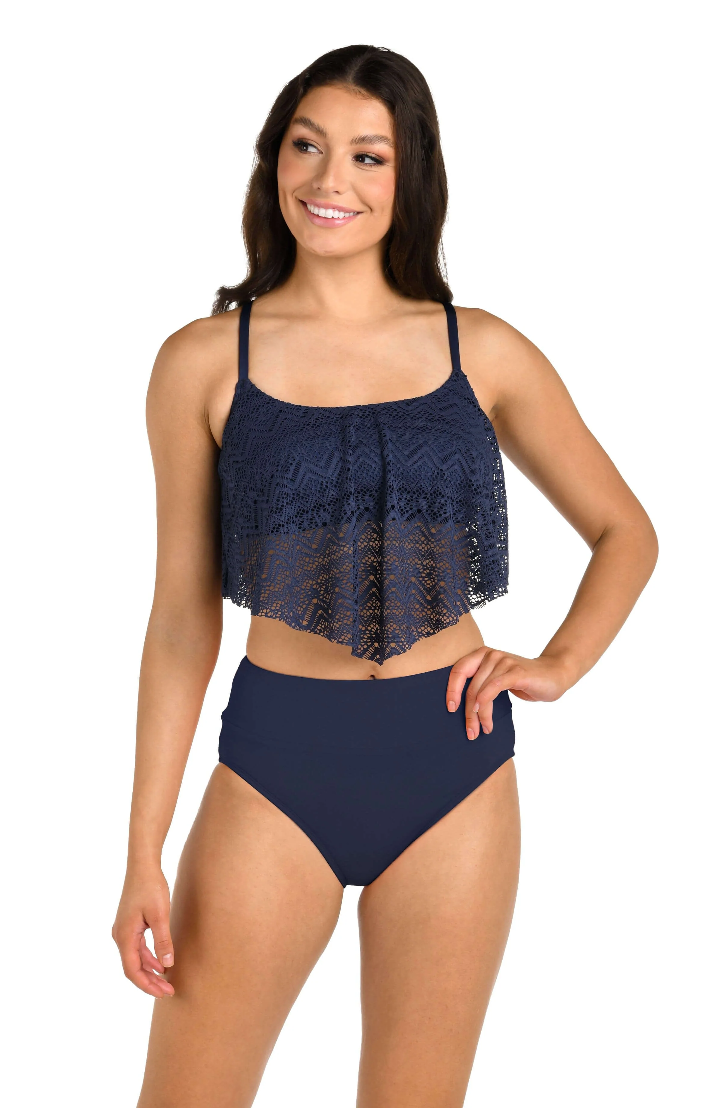 24th & Ocean Cecily Crochet Handkerchief Flounce Midkini Top - FINAL SALE
