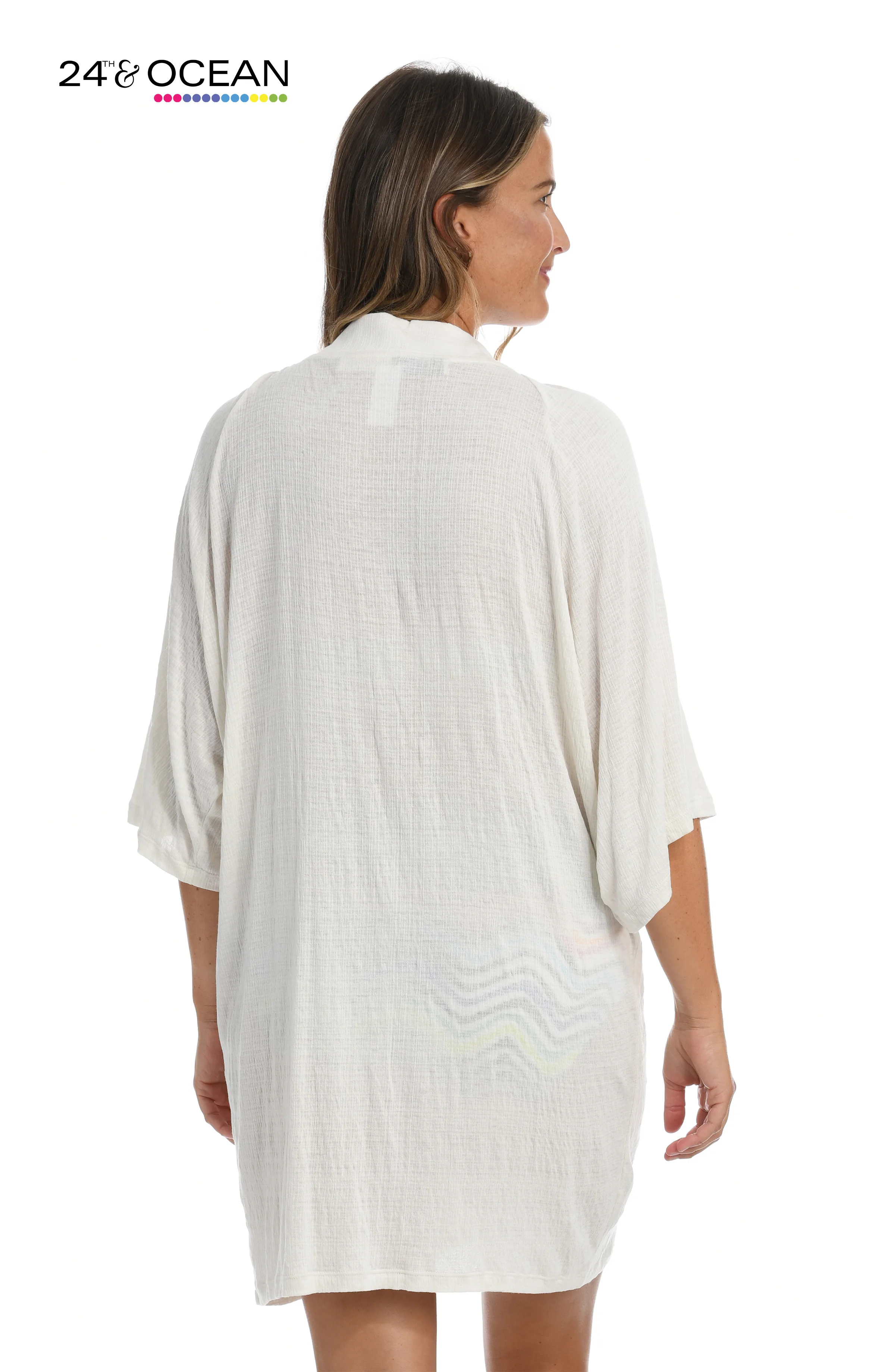 24th & Ocean Solid Lace-Up Tunic Swimsuit Cover Up - Image 2