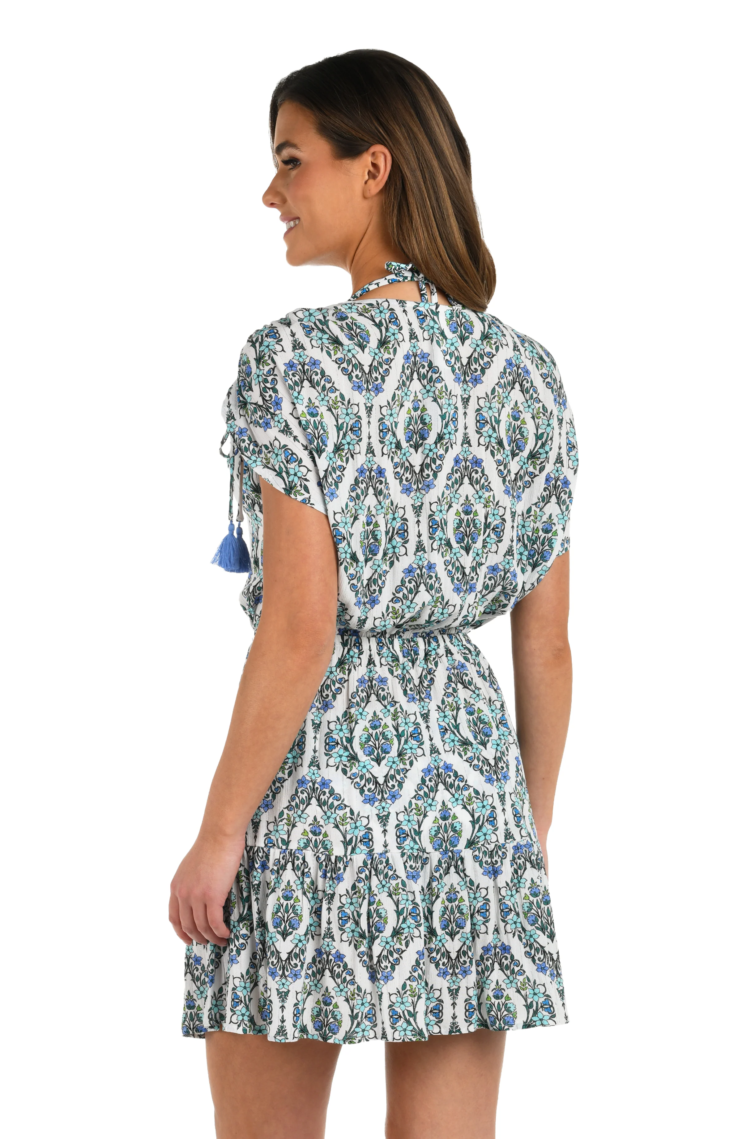 Deja-Blue Diamond V-Neck Cover Up Dress - Image 3