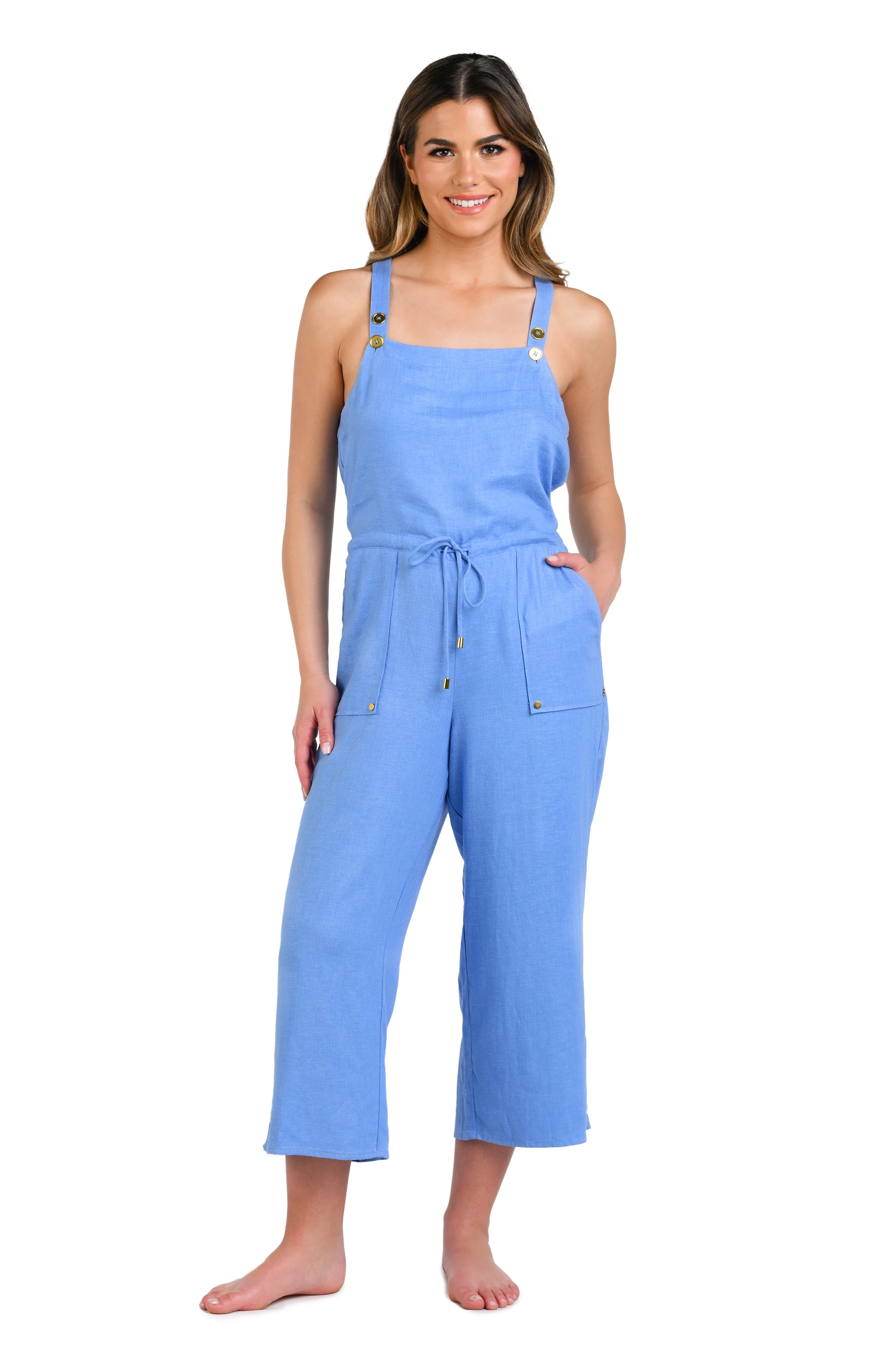 Delphine Coast Wide Leg Jumpsuit Cover Up - Chambray - FINAL SALE