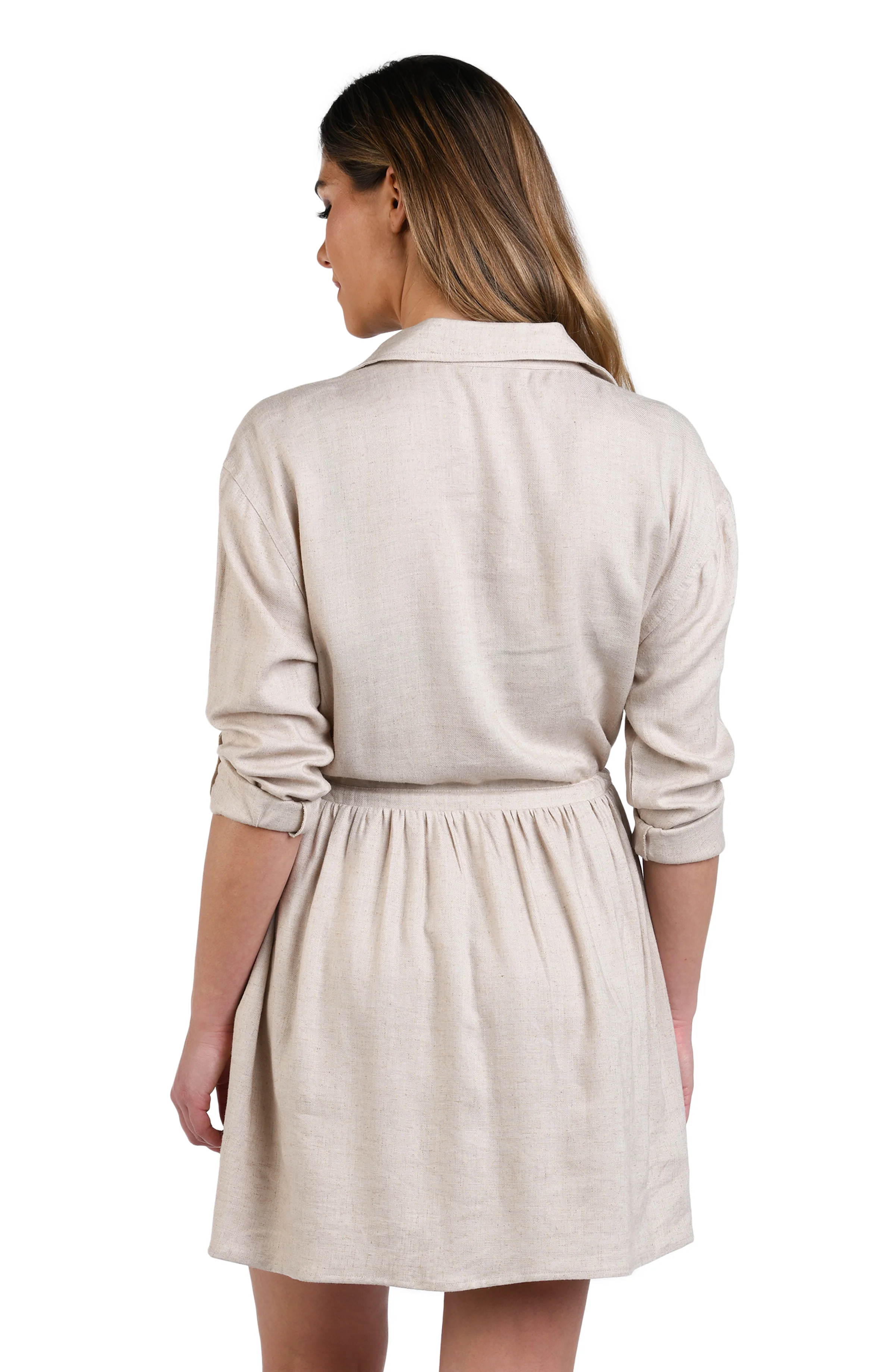 Delphine Coast Shirt Dress Cover Up - Taupe - FINAL SALE - Image 2