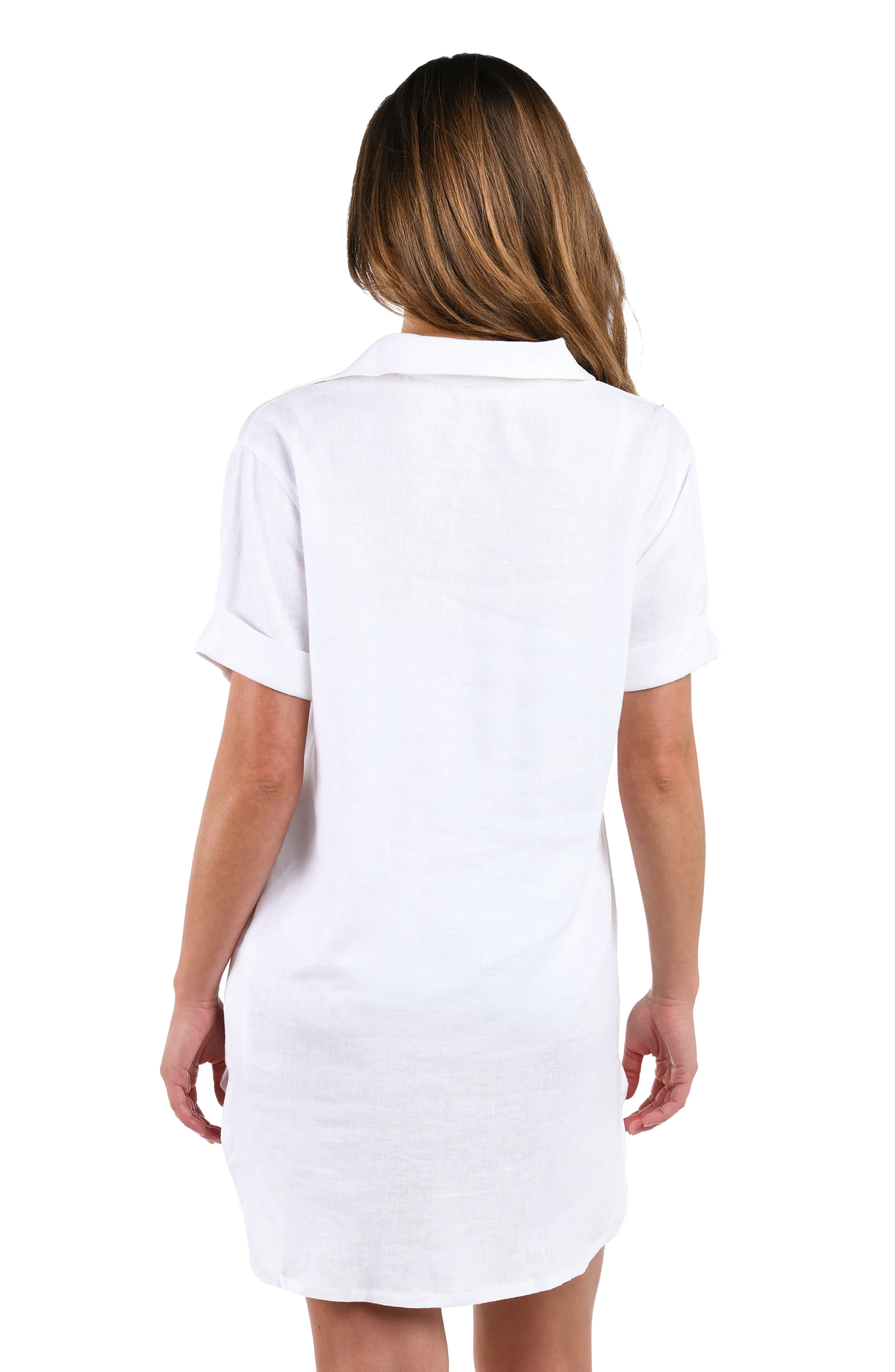 Delphine Coast Button Up Cover Up Dress - White - Image 2
