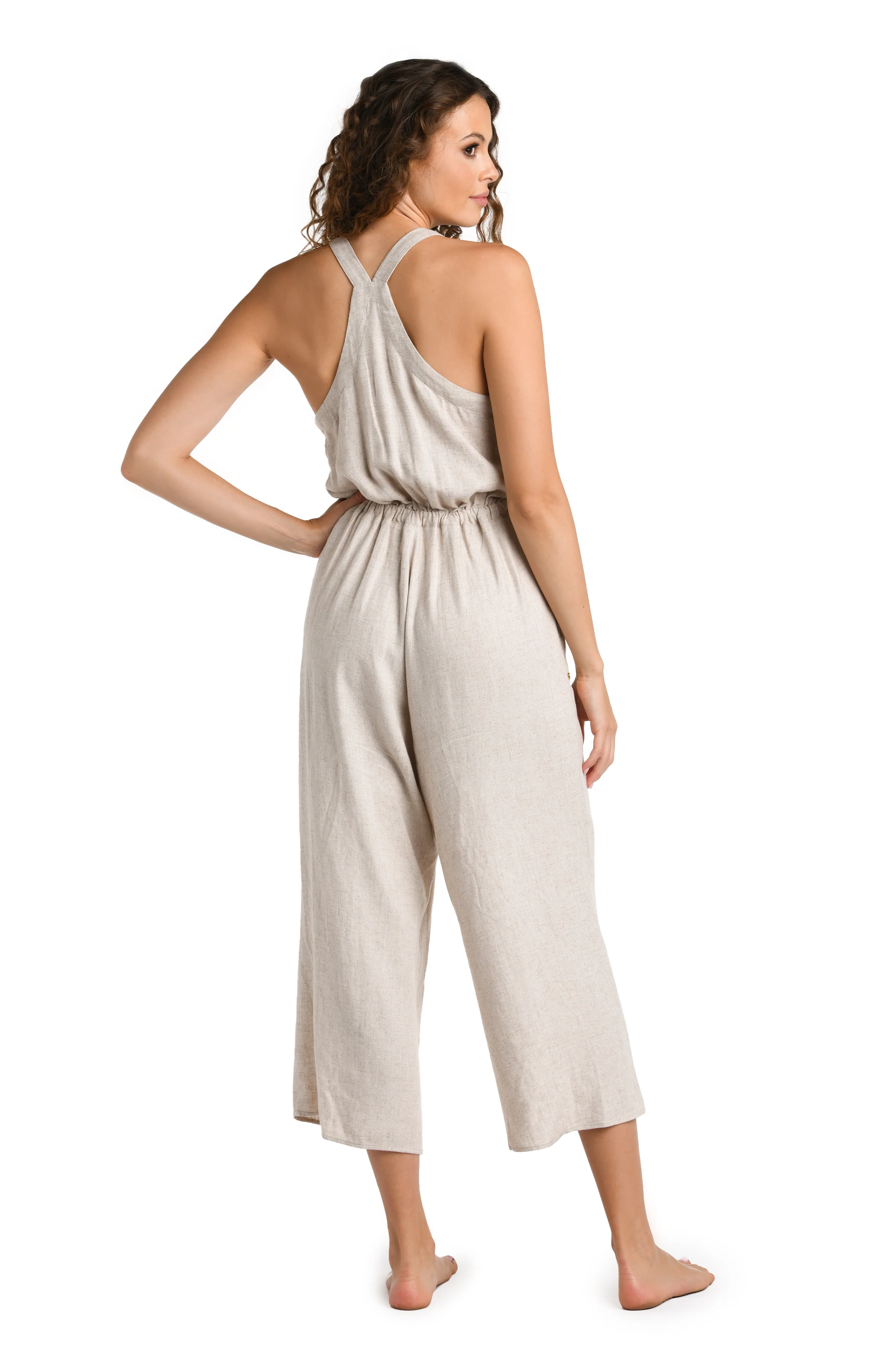 Delphine Coast Wide Leg Jumpsuit Cover Up - Taupe - FINAL SALE - Image 2