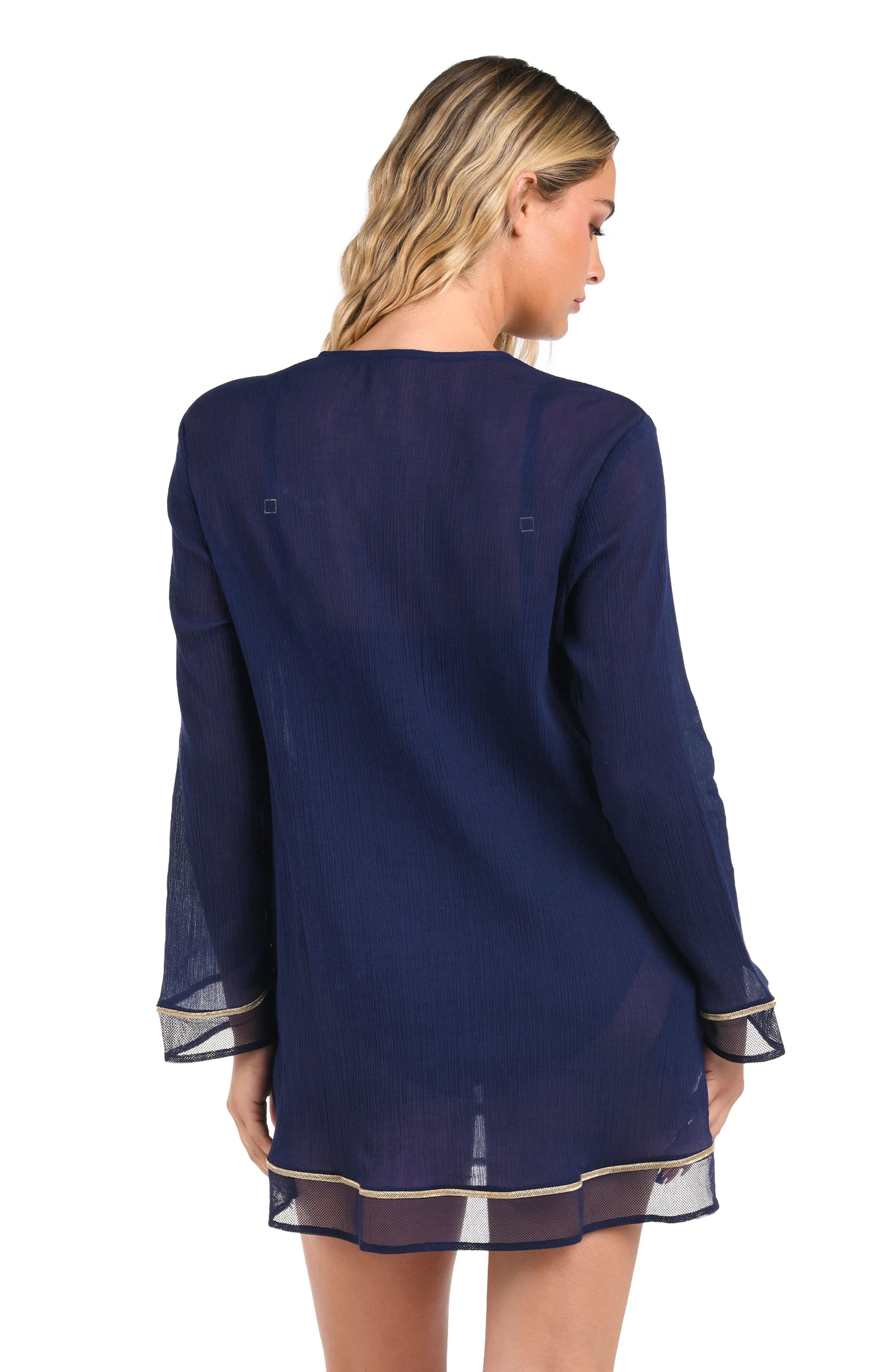 Fields Of Gold Lace Up V-Neck Tunic Cover Up - FINAL SALE - Image 2