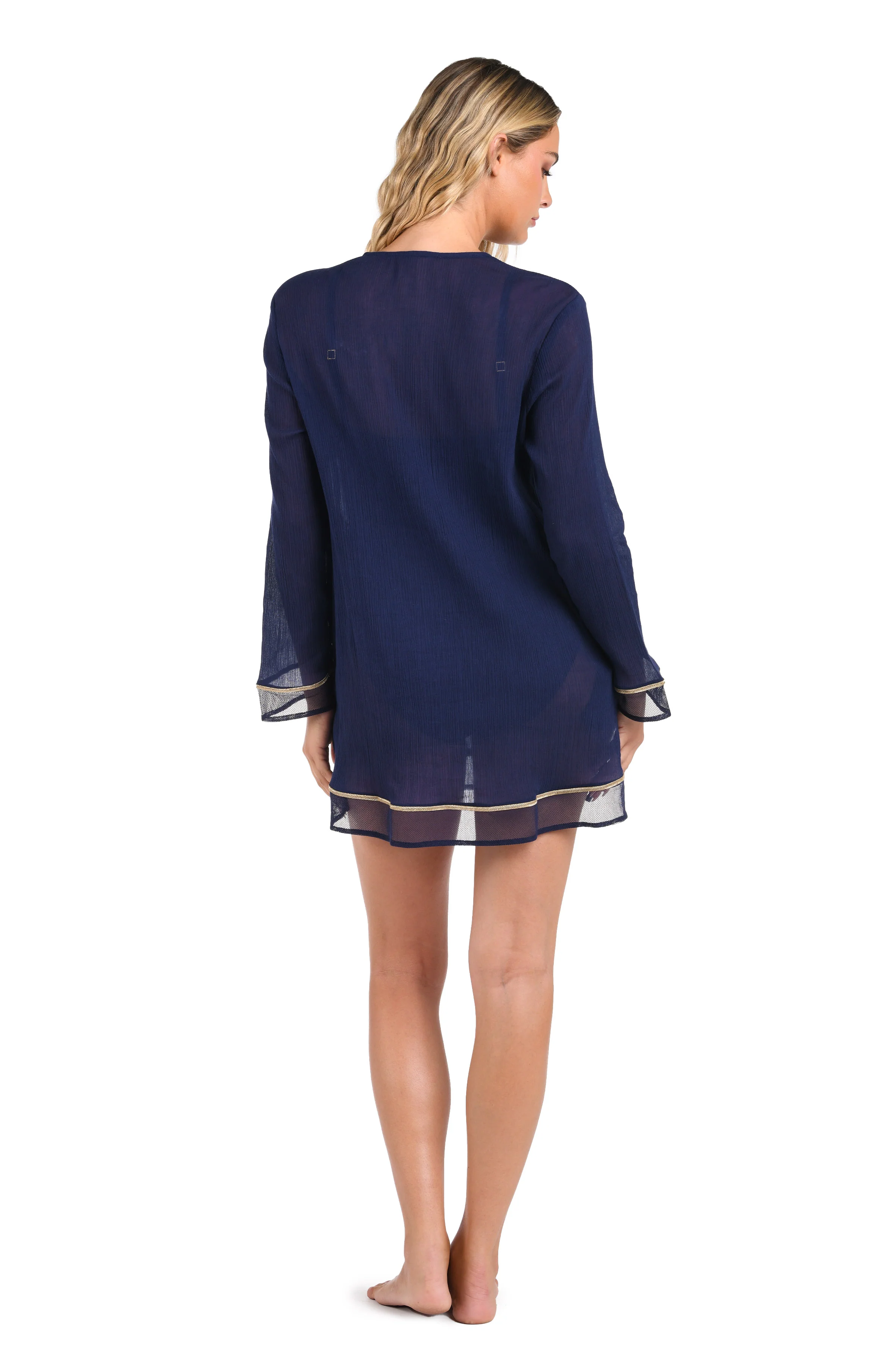 Fields Of Gold Lace Up V-Neck Tunic Cover Up - FINAL SALE - Image 4