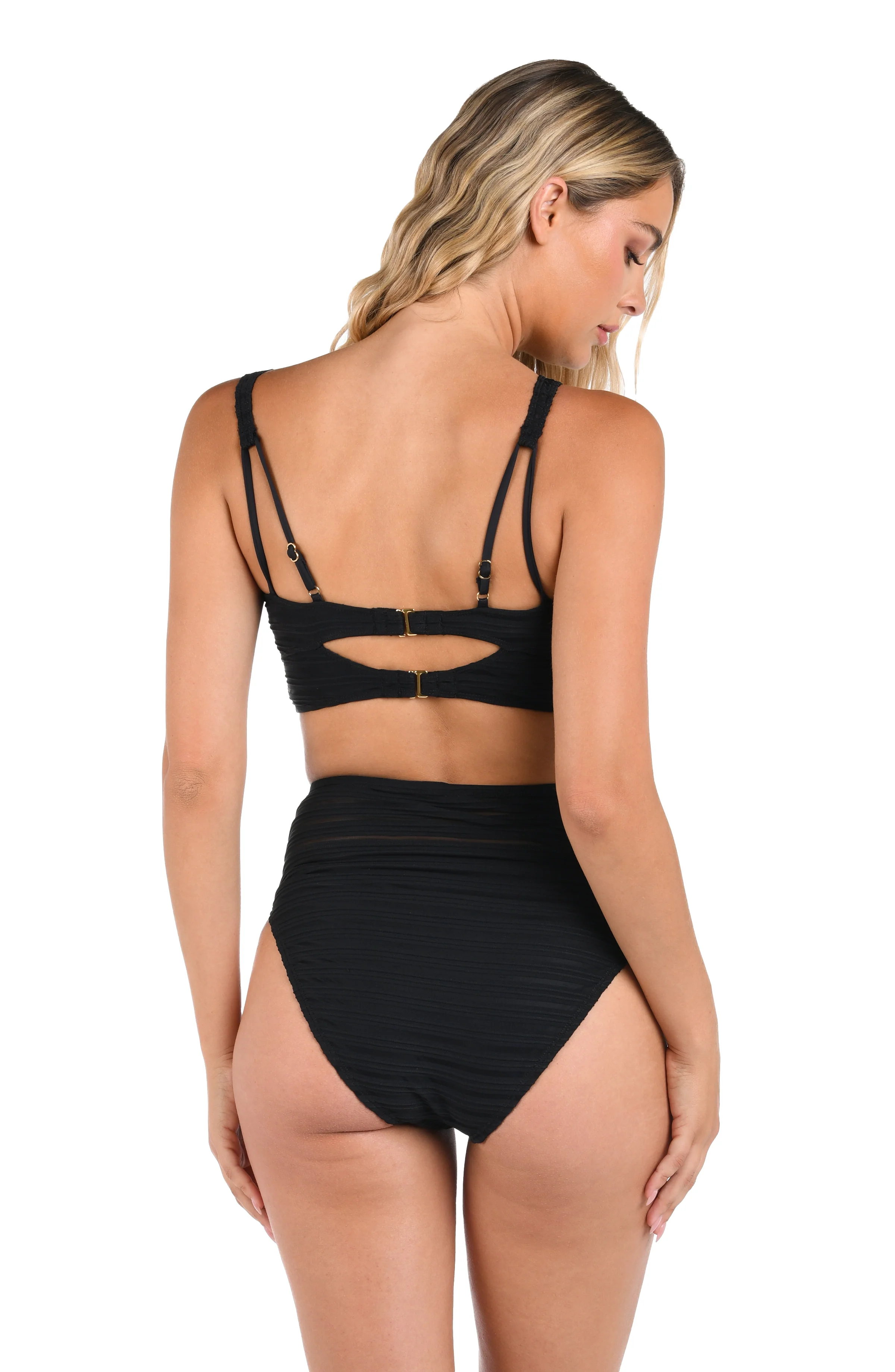 Fluid Lines High-Neck Midline Top w/Mesh Details - Black - FINAL SALE - Image 2