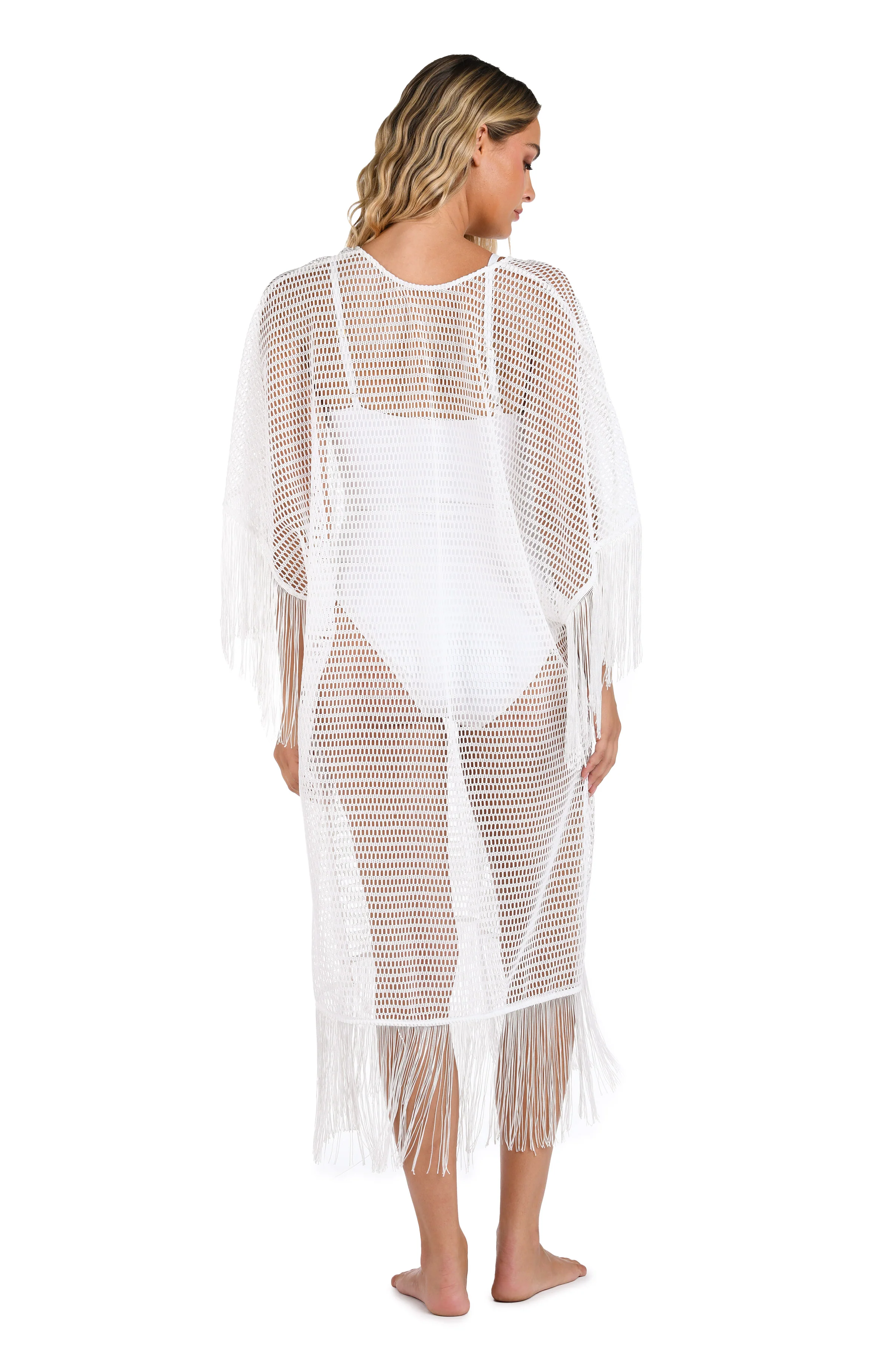 Fringed Out Long Caftan Cover Up - FINAL SALE - Image 2