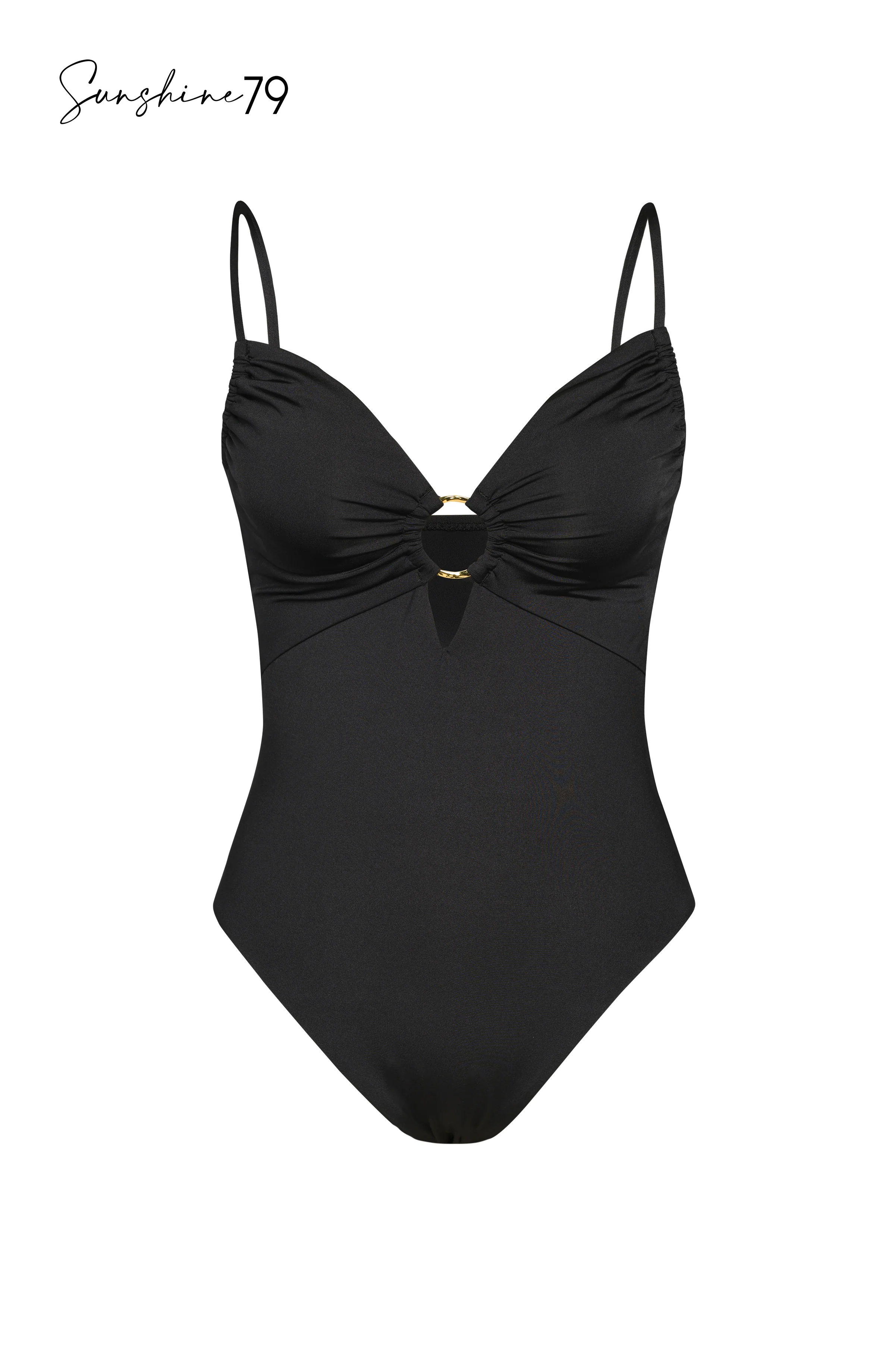 Sunshine 79 Sunshine Solids Over the Shoulder Keyhole One Piece - Black - Image 4