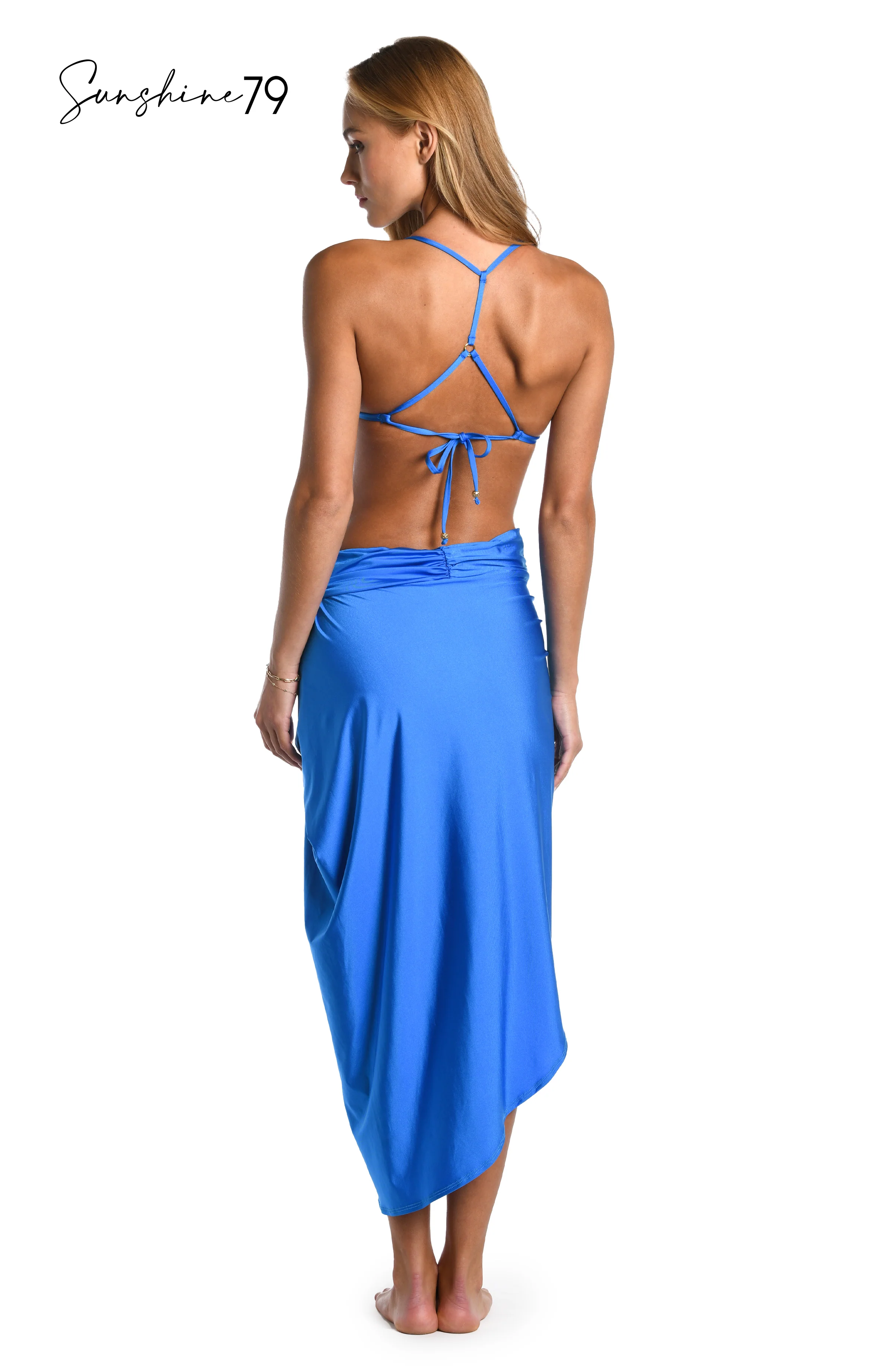 Sunshine 79 Sunshine Solids Pull-On Faux Pareo Cover Up - Pacific Blue - FINAL SALE - Image 4