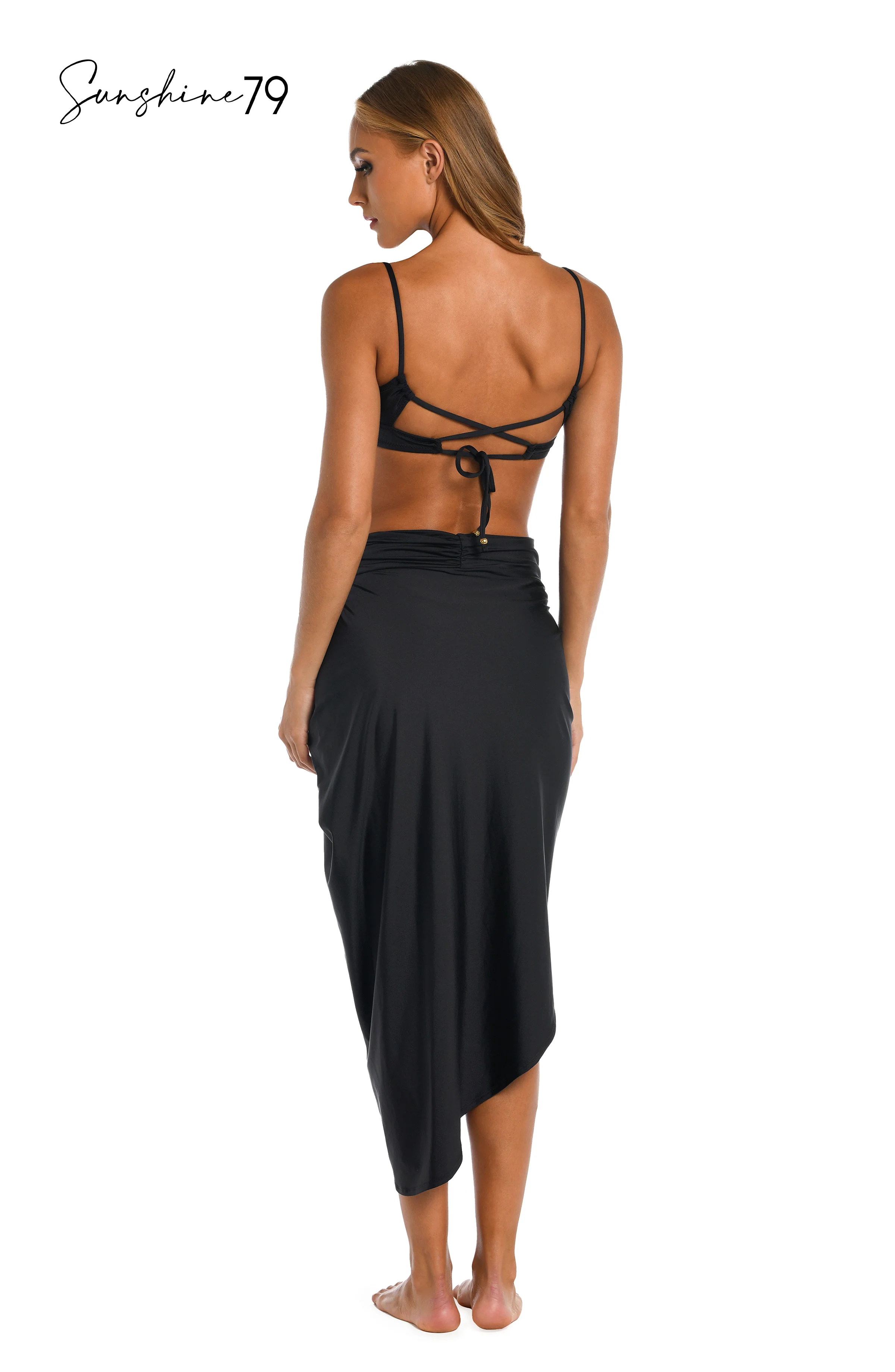 Sunshine 79 Sunshine Solids Pull-On Faux Pareo Cover Up - Black - Image 5