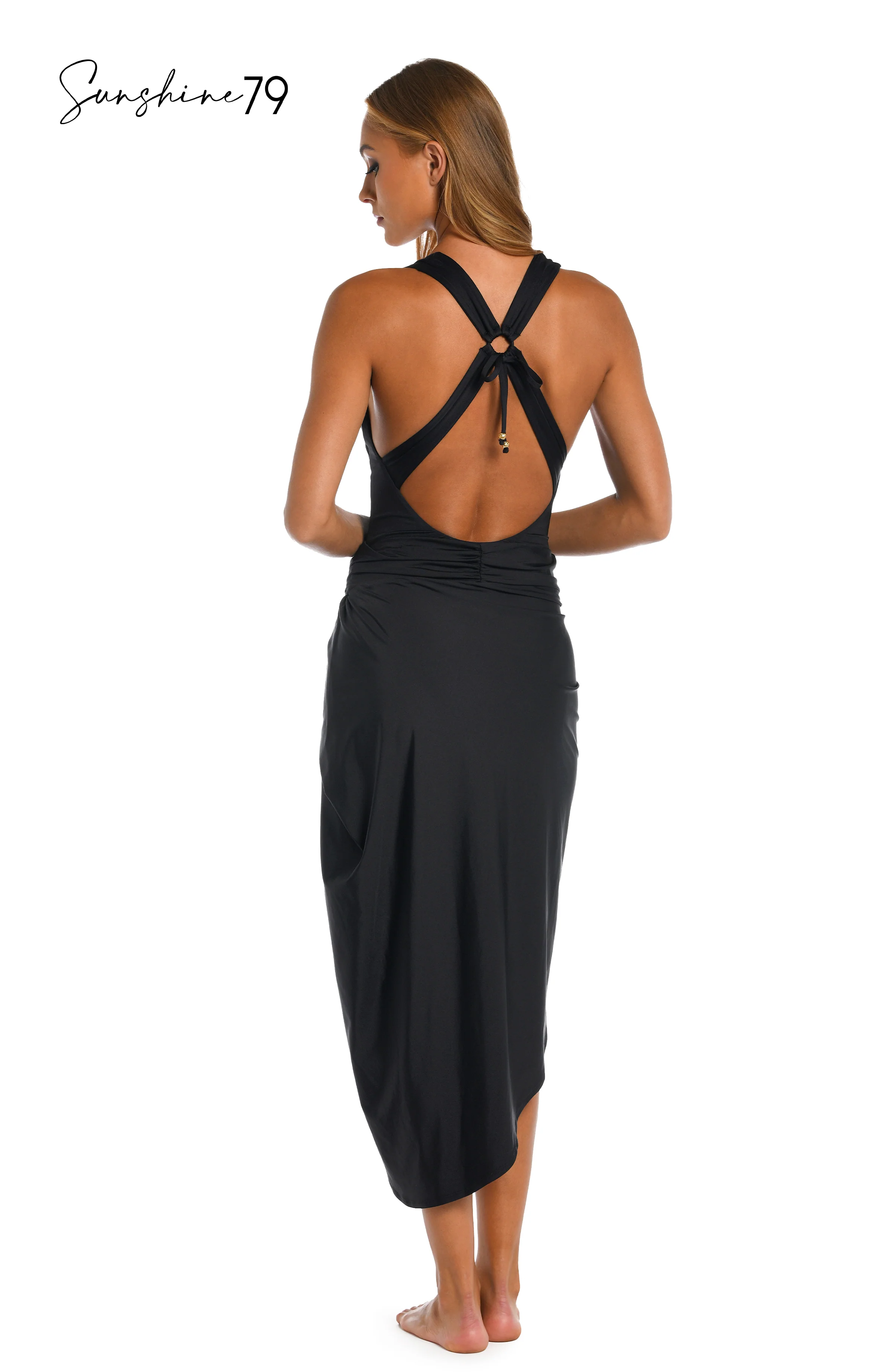 Sunshine 79 Sunshine Solids Pull-On Faux Pareo Cover Up - Black - Image 7