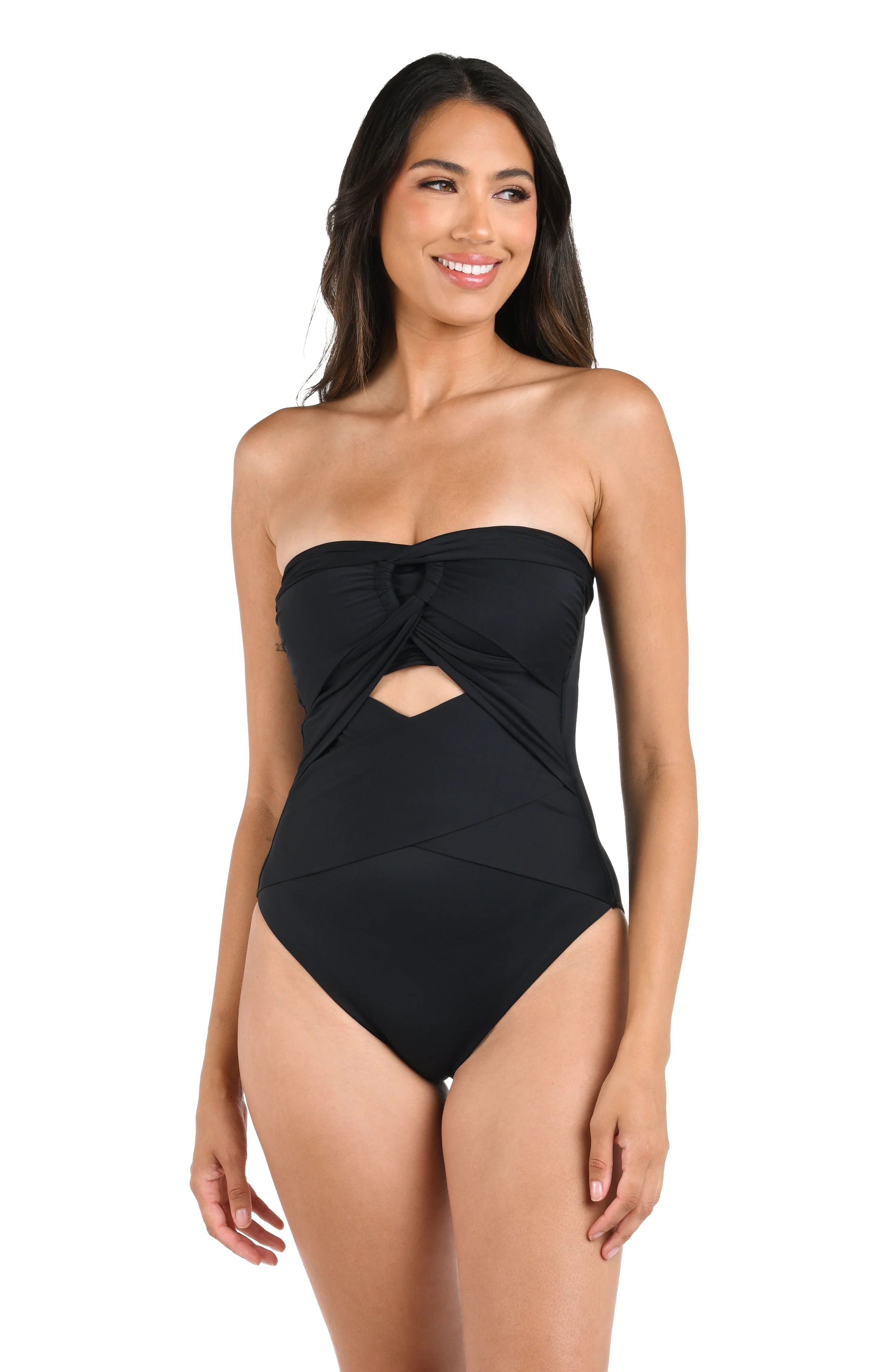 Island Goddess Convertible Draped Bandeau One Piece - Image 4
