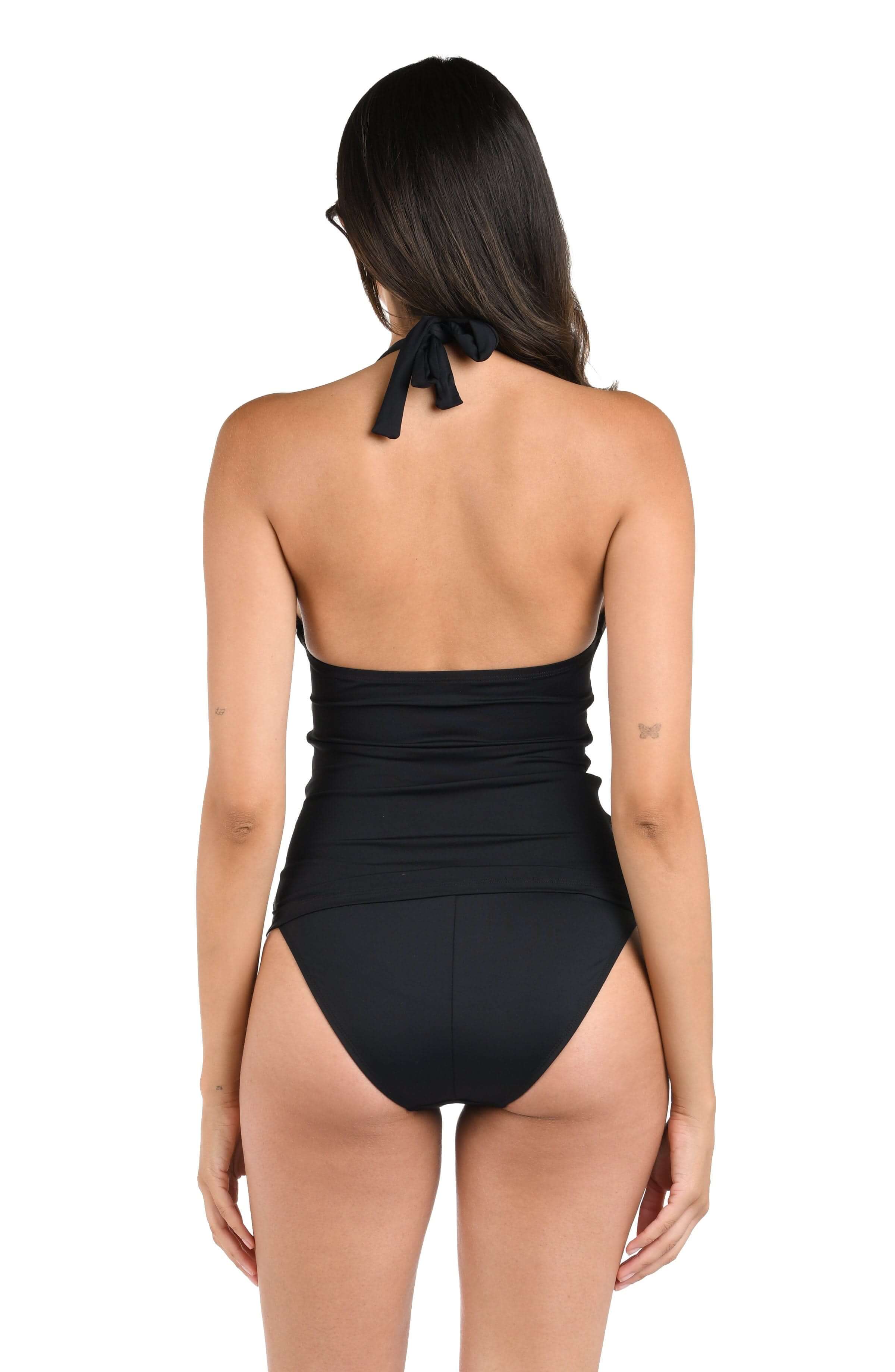 Island Goddess Halter Tankini Top - Black - Image 3