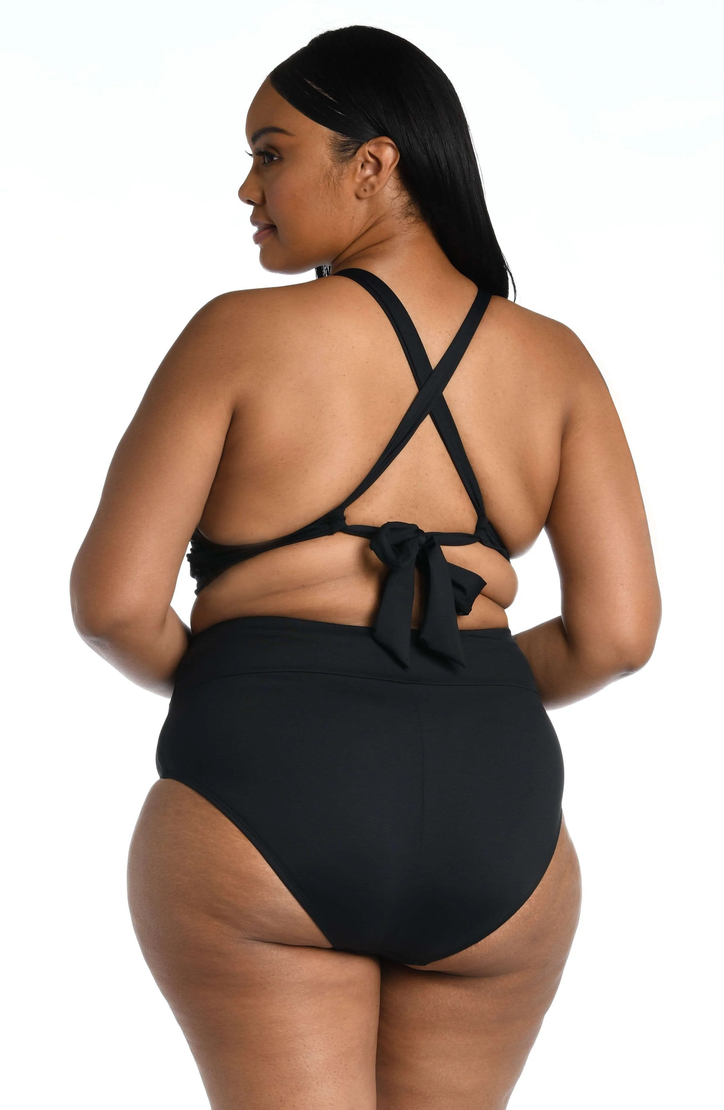 Island Goddess High Neck Midkini Top - Black - Image 5