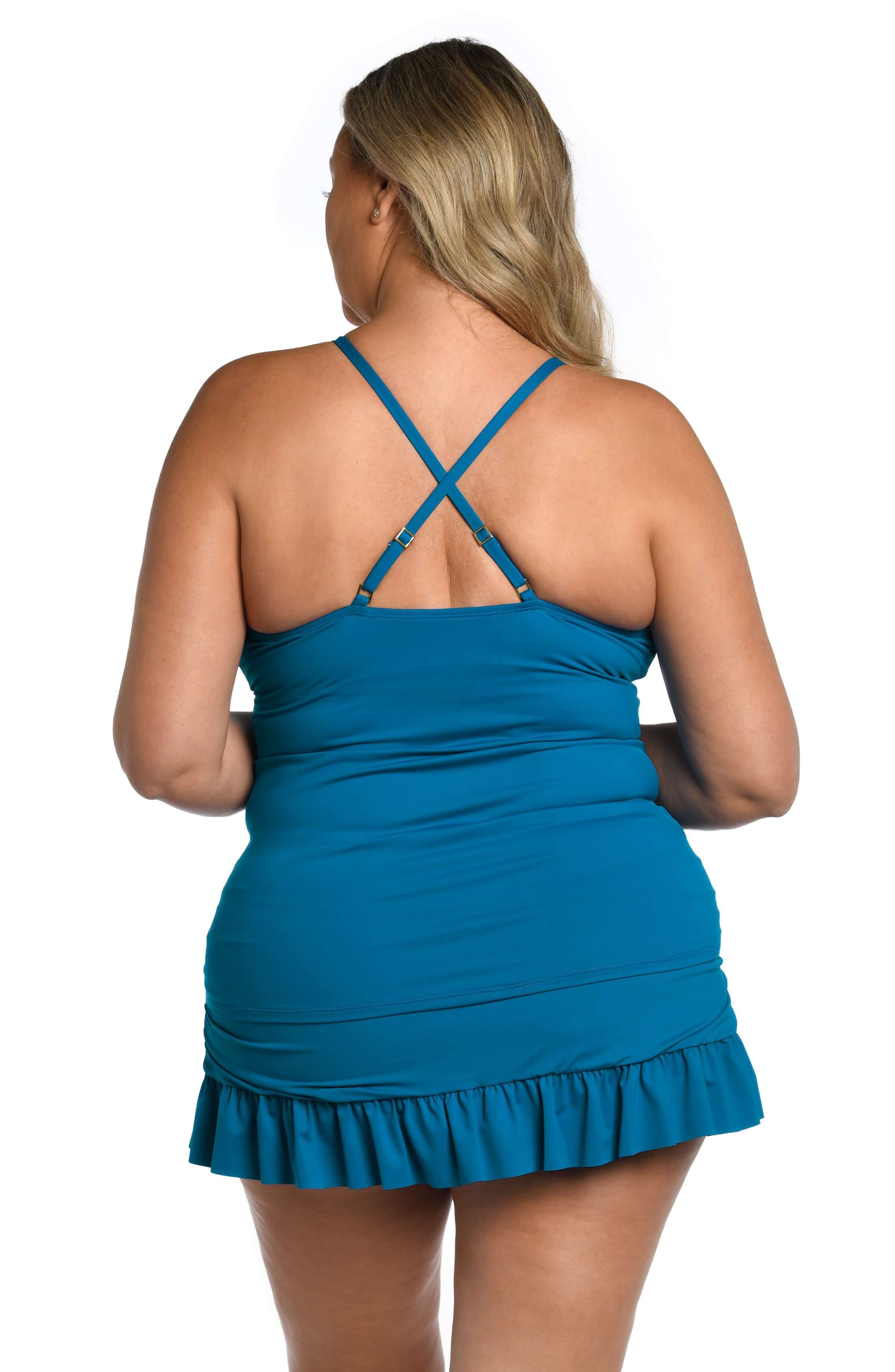 Island Goddess High Neck Keyhole Tankini Top - Ocean - FINAL SALE - Image 2