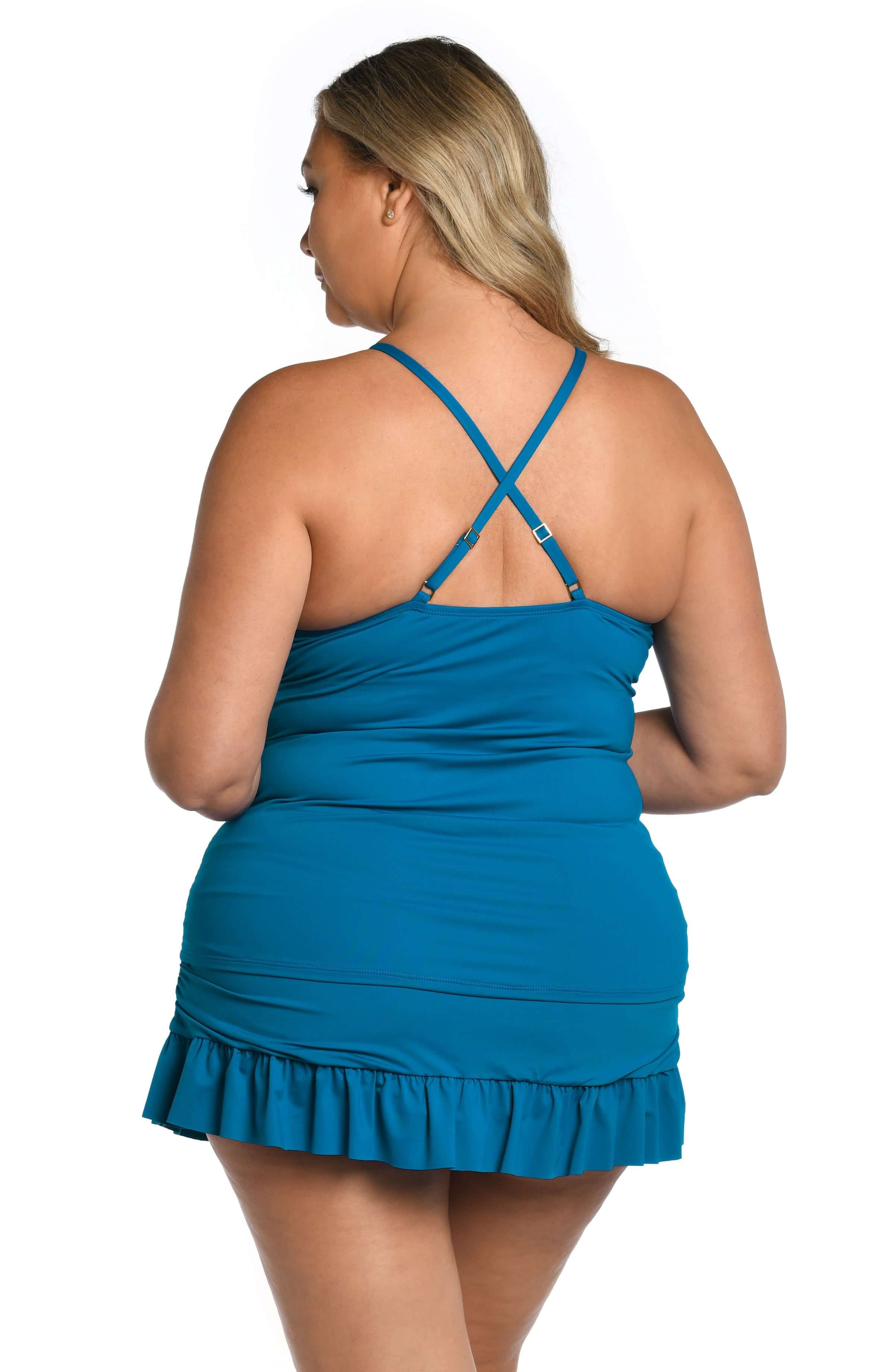 Island Goddess High Neck Keyhole Tankini Top - Ocean - FINAL SALE - Image 4
