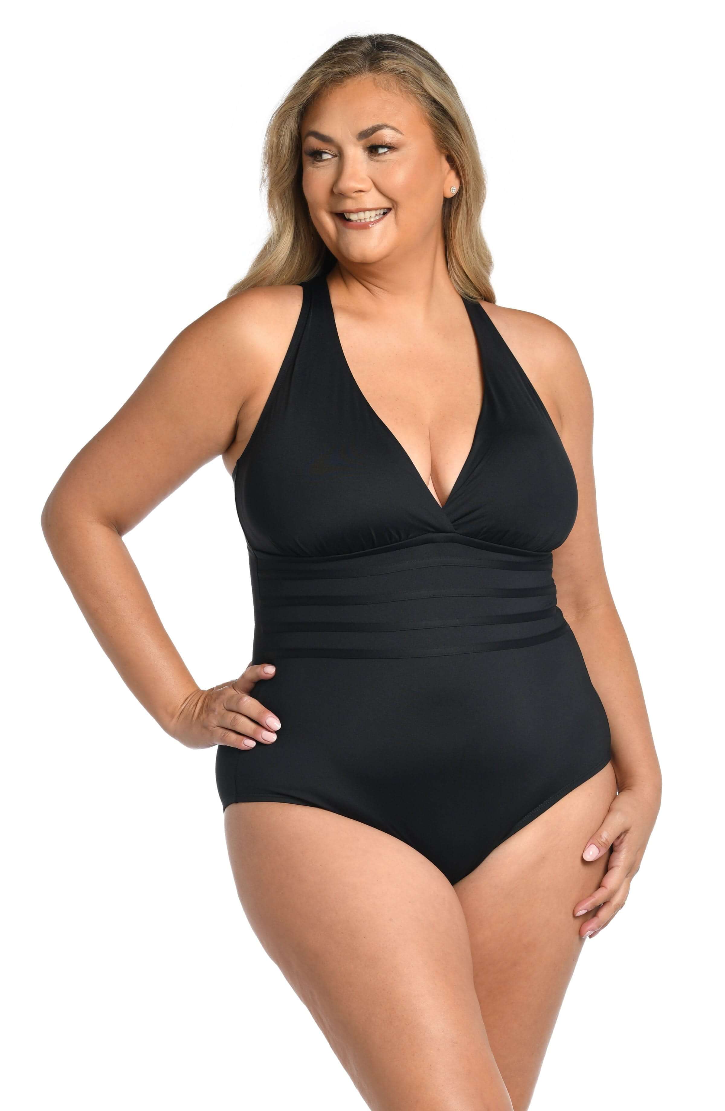 Island Goddess Multi-Strap Cross-Back One Piece - Black - Image 4