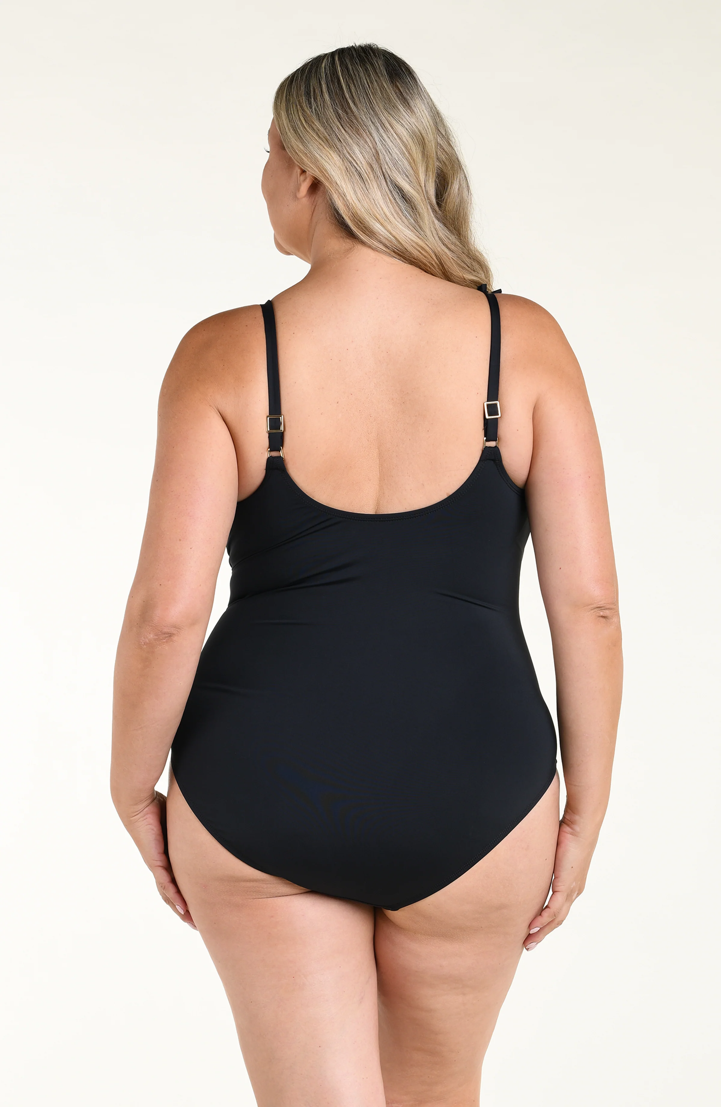Island Goddess Ruffle V-Plunge One Piece - Black - Image 5
