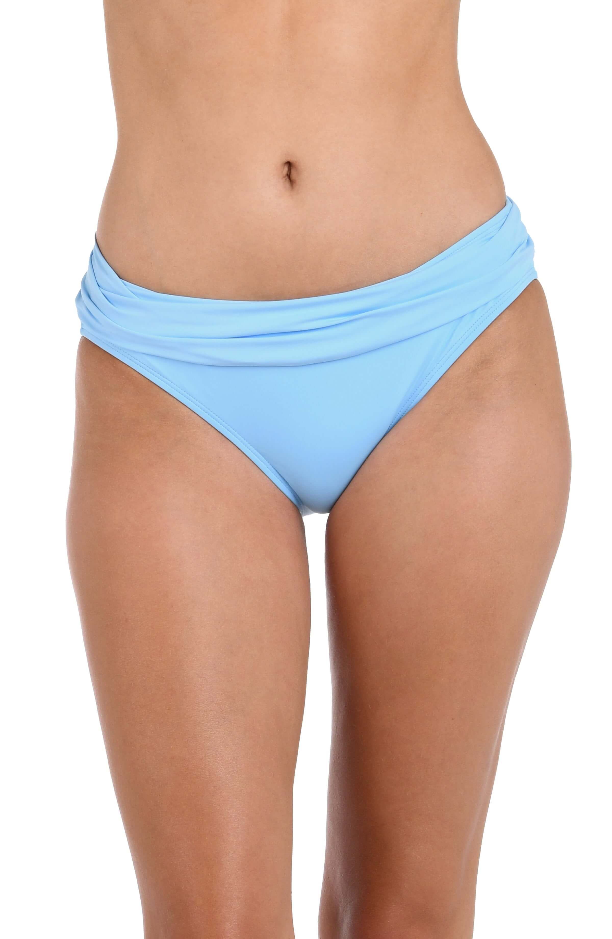 Island Goddess Shirred Band Hipster Bottom - Crystal Blue