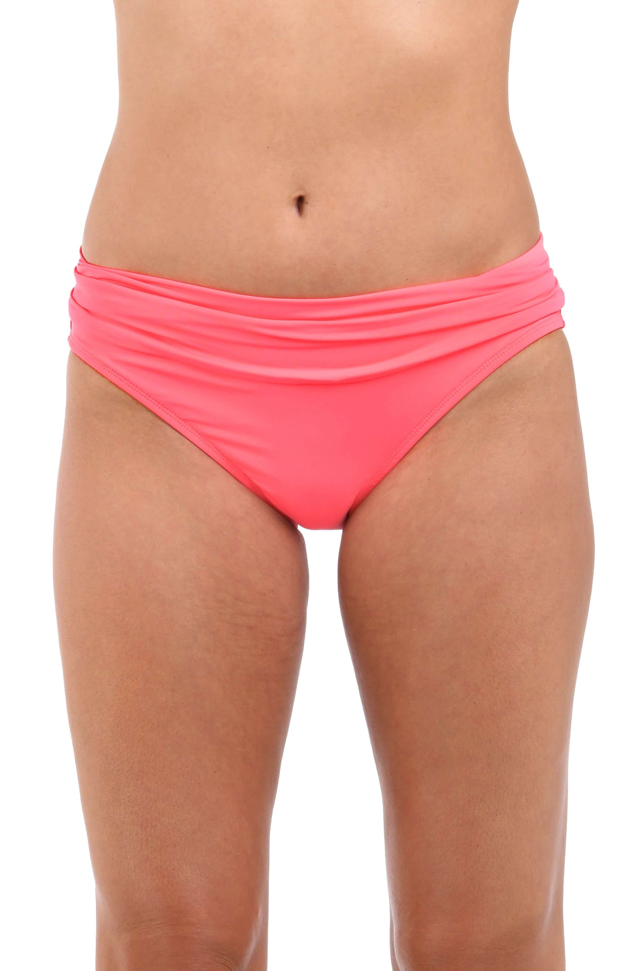 Island Goddess Shirred Band Hipster Bottom - Coral Reef