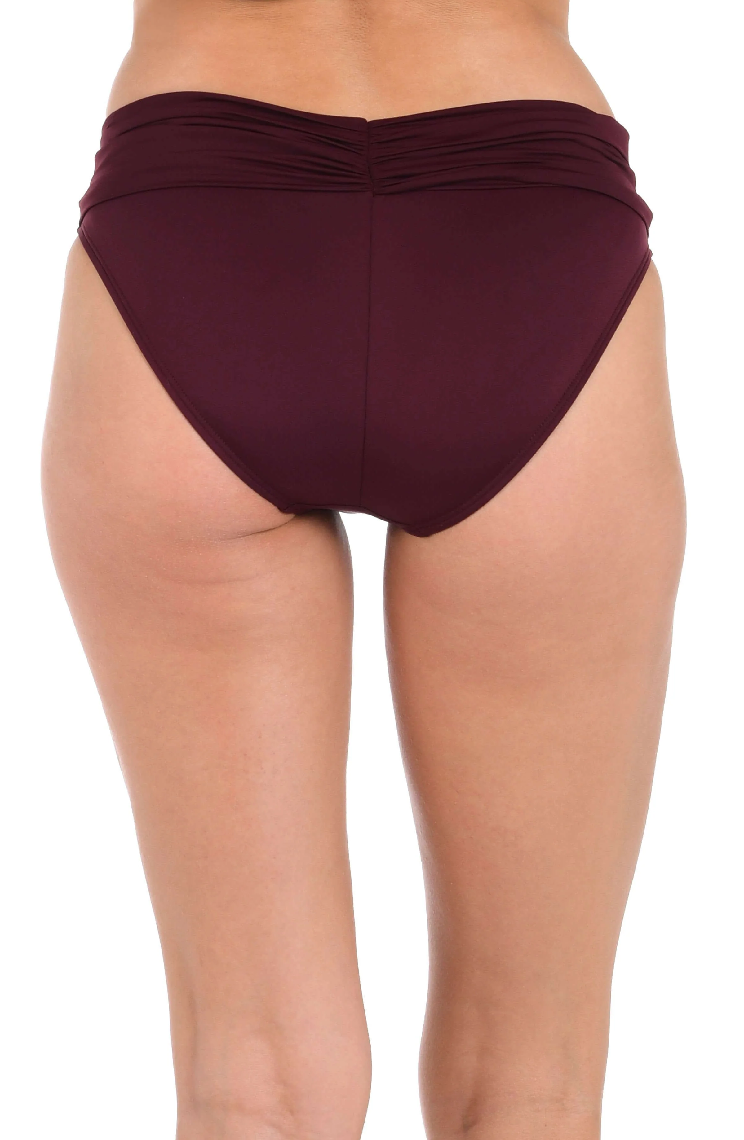 Island Goddess Shirred Band Hipster Bottom - Dark Cherry - Image 2