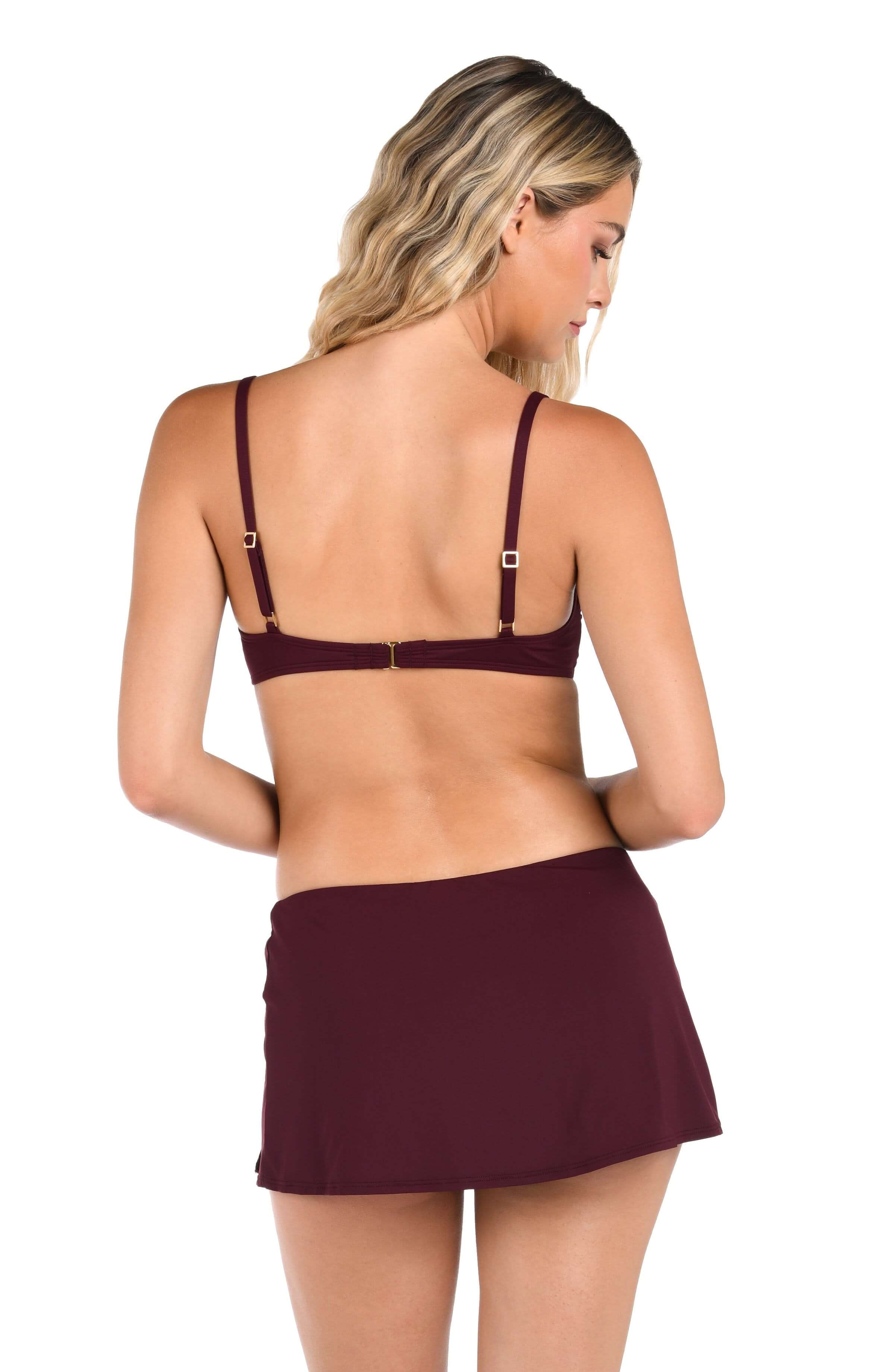 Island Goddess Over The Shoulder Wrap Top - Dark Cherry - Image 3