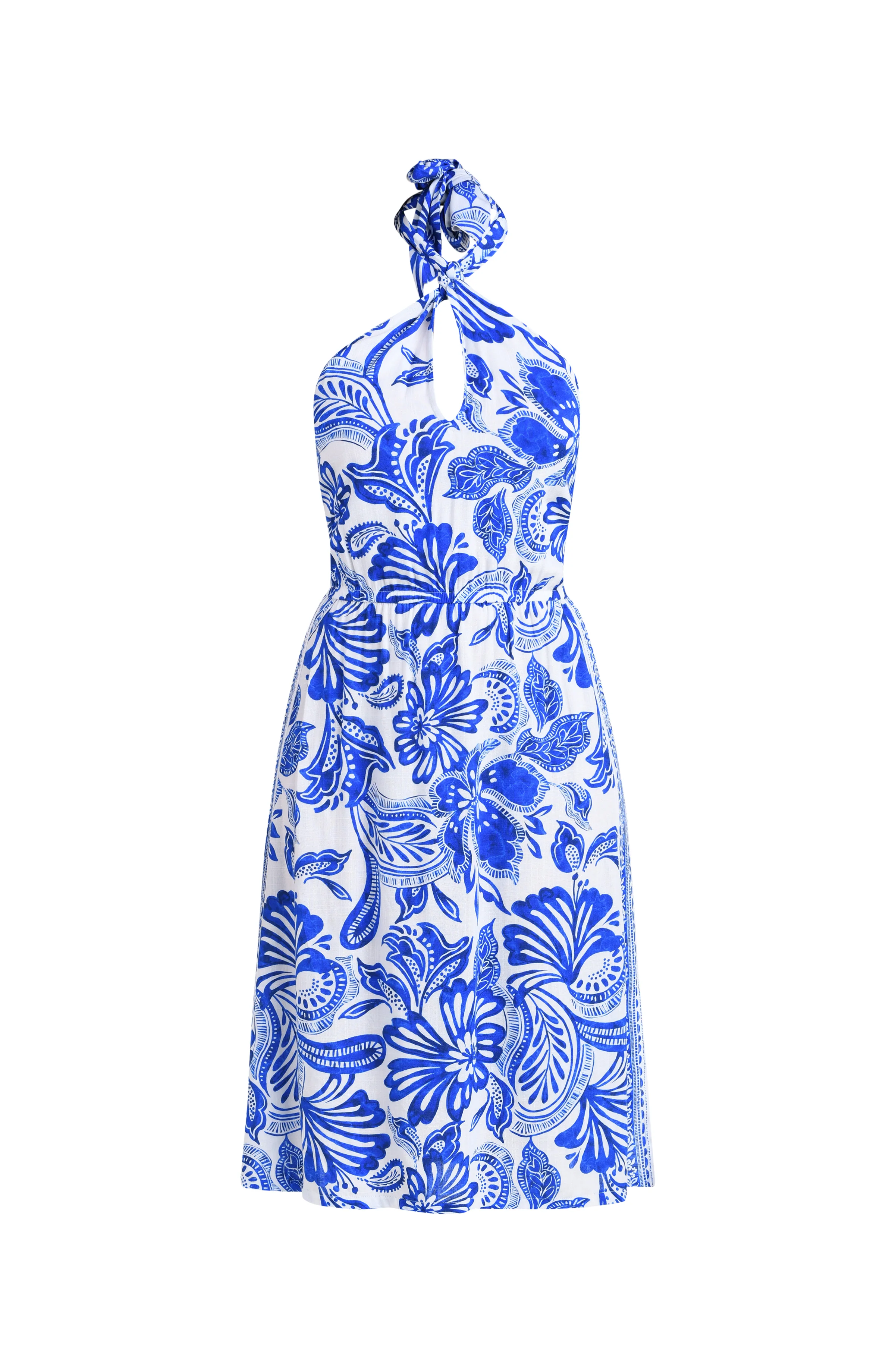 Botanical Brocade Halter Midi Dress - Image 6