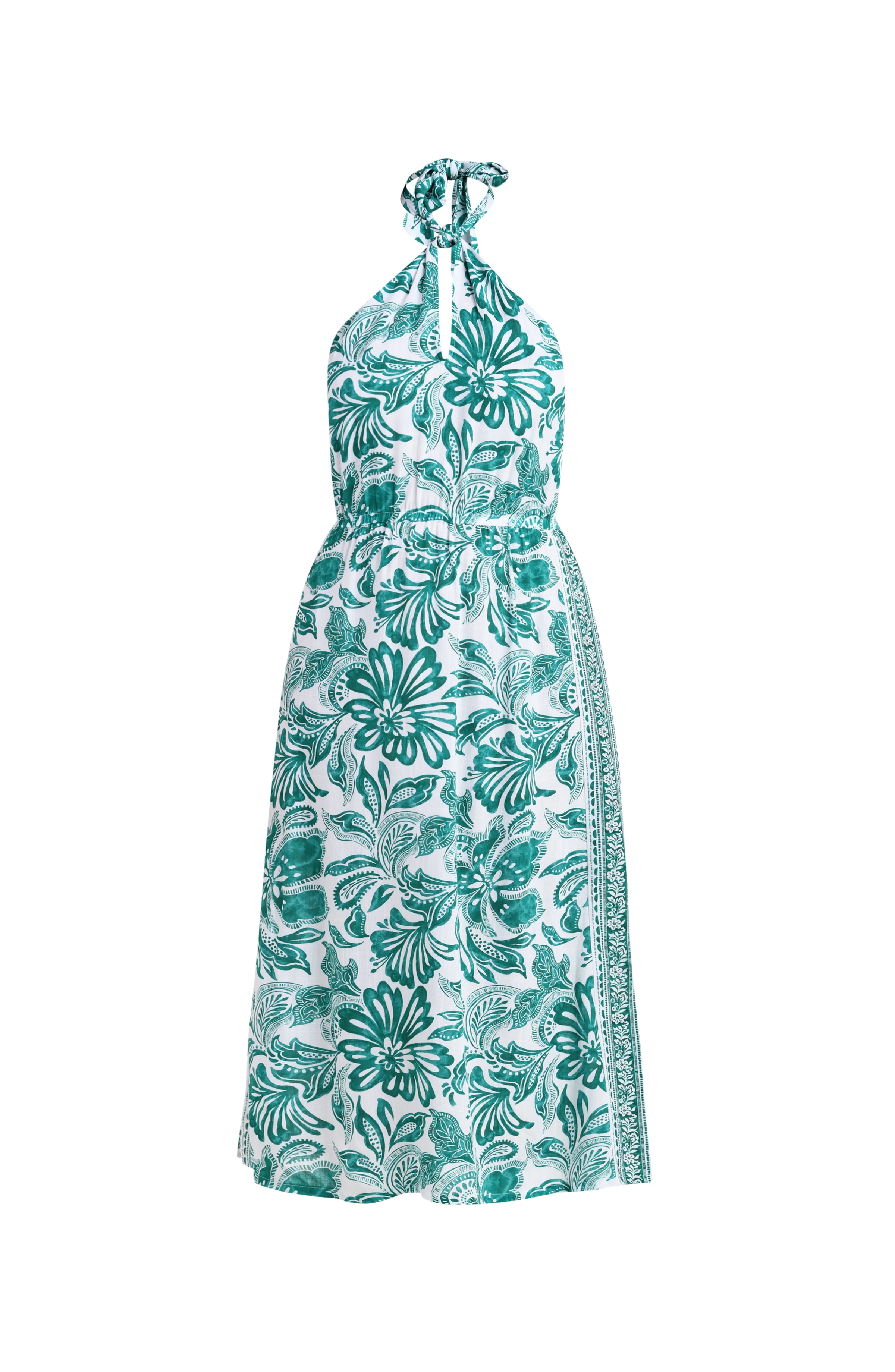 Botanical Brocade Halter Midi Dress - Jungle - Image 6