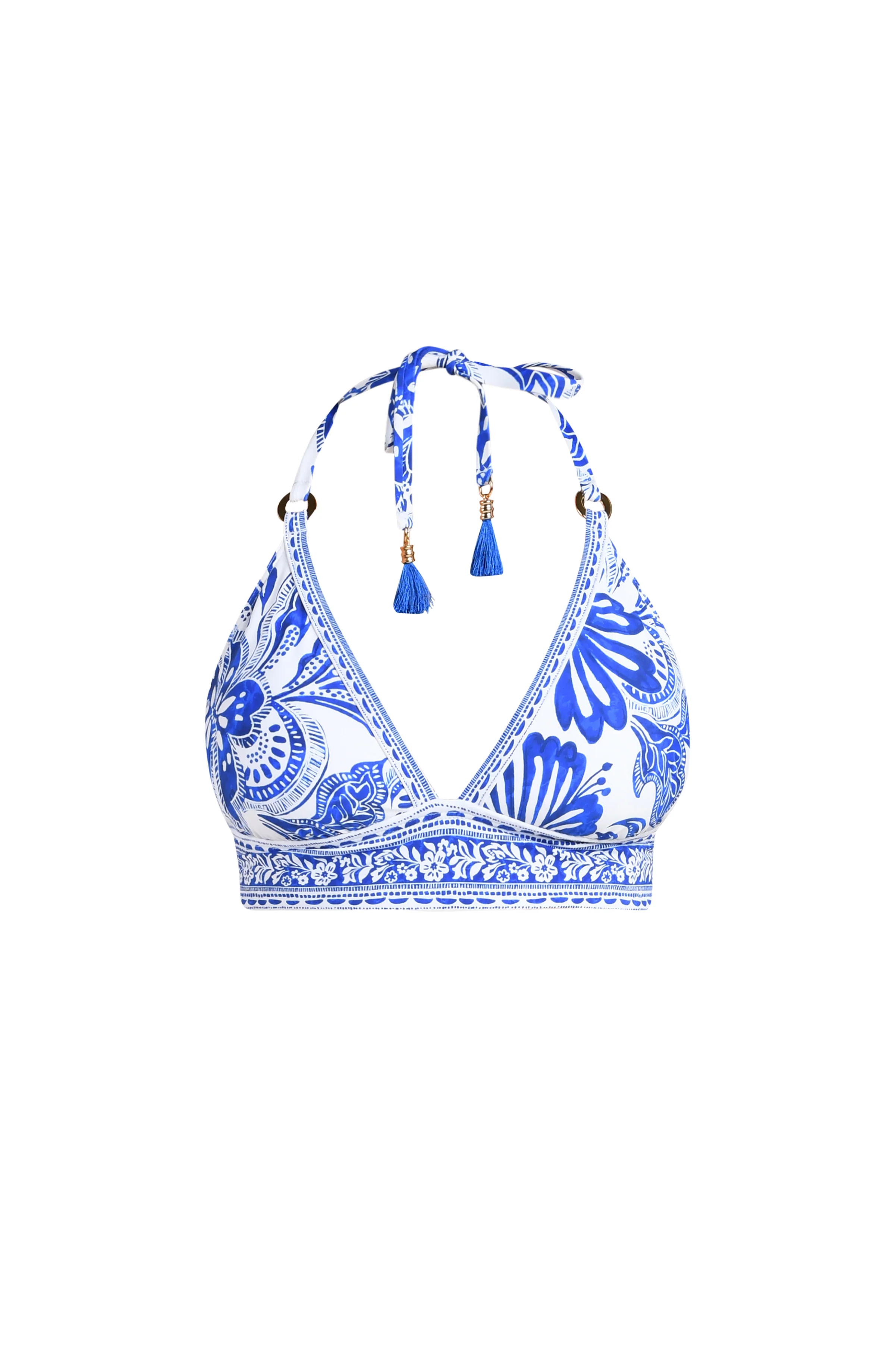 Botanical Brocade Banded Halter Top - Lapis - Image 4