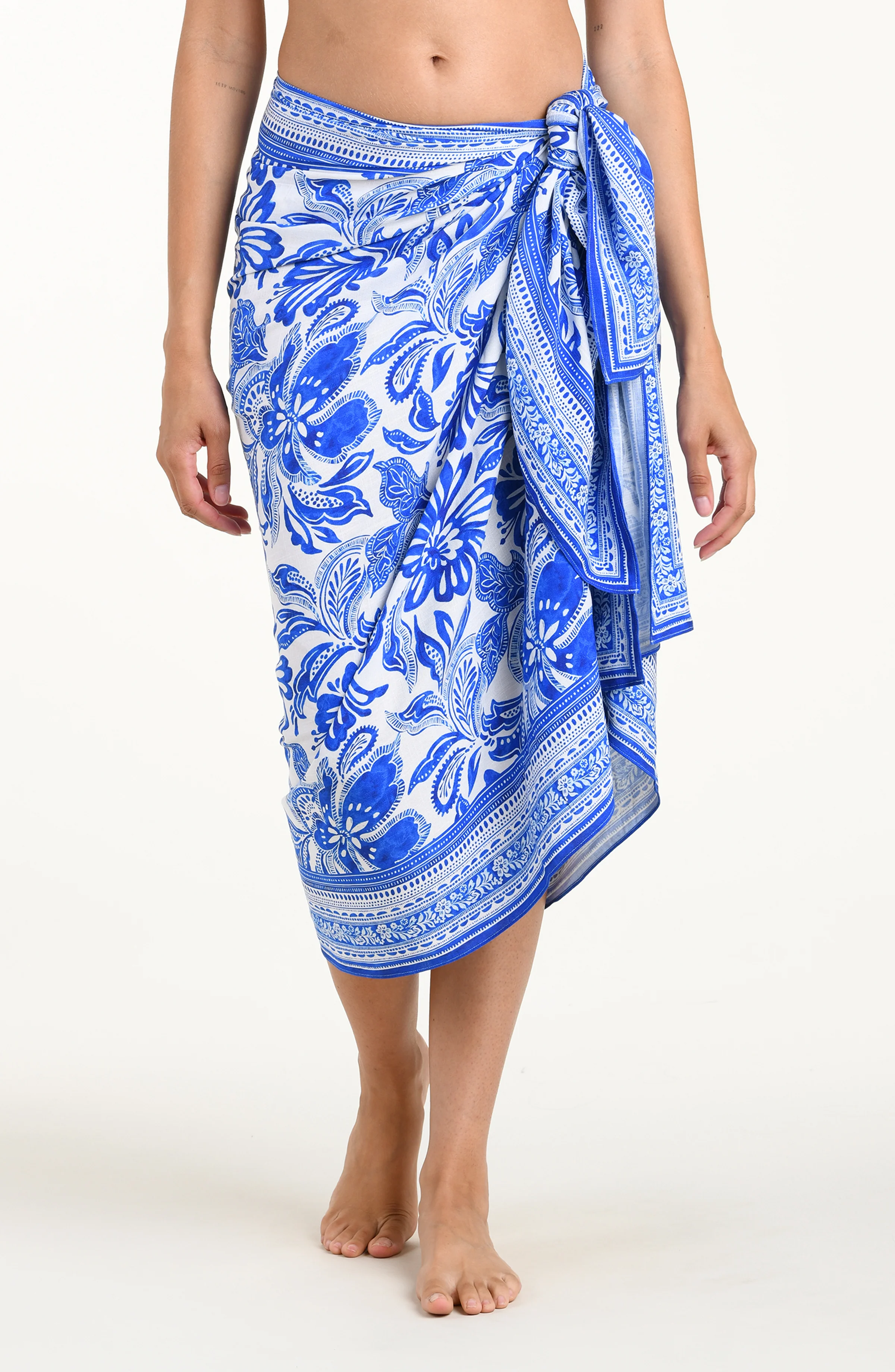 Botanical Brocade Pareo Wrap - Lapis - Image 2