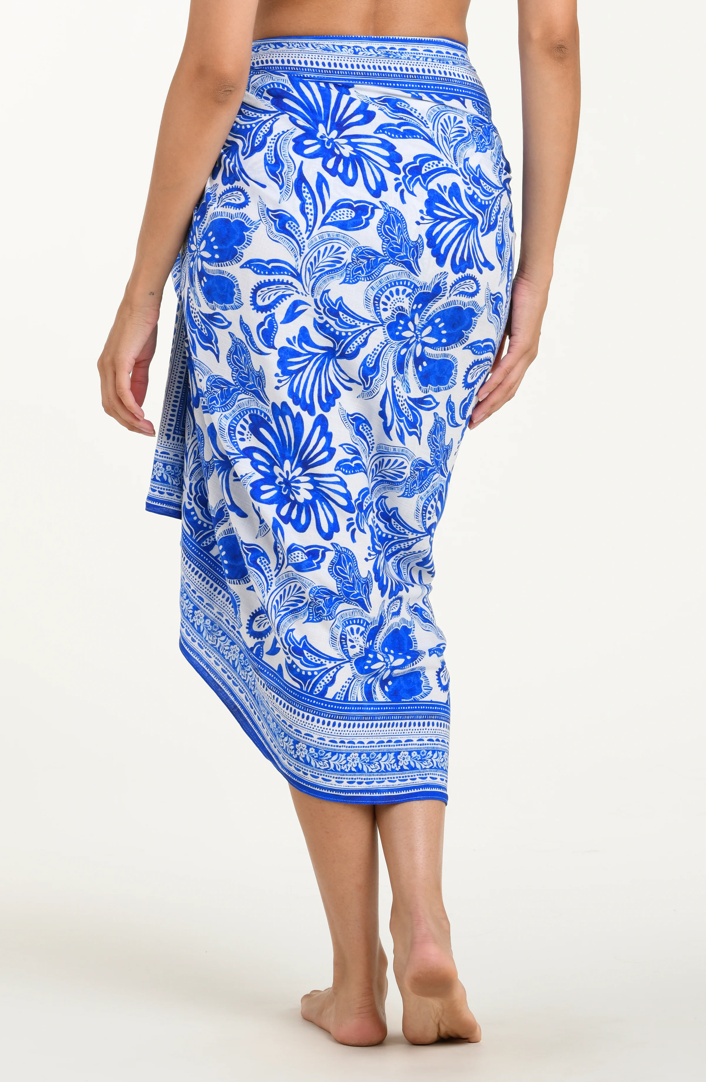 Botanical Brocade Pareo Wrap - Lapis - Image 3
