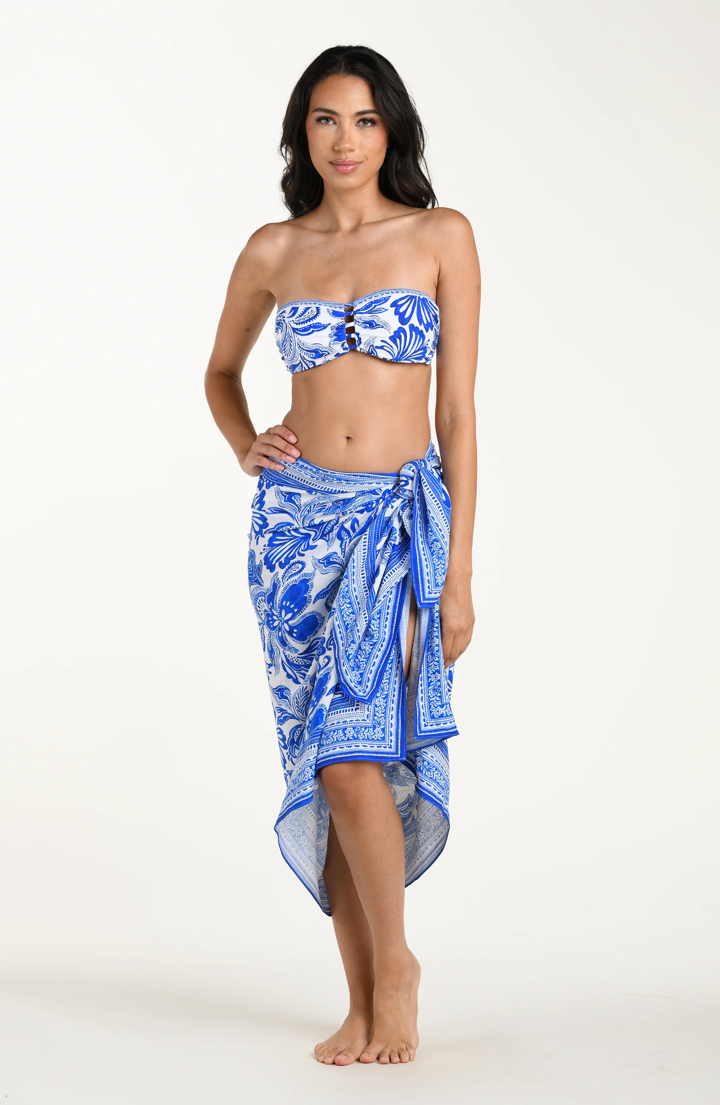 Botanical Brocade Pareo Wrap - Lapis - Image 4