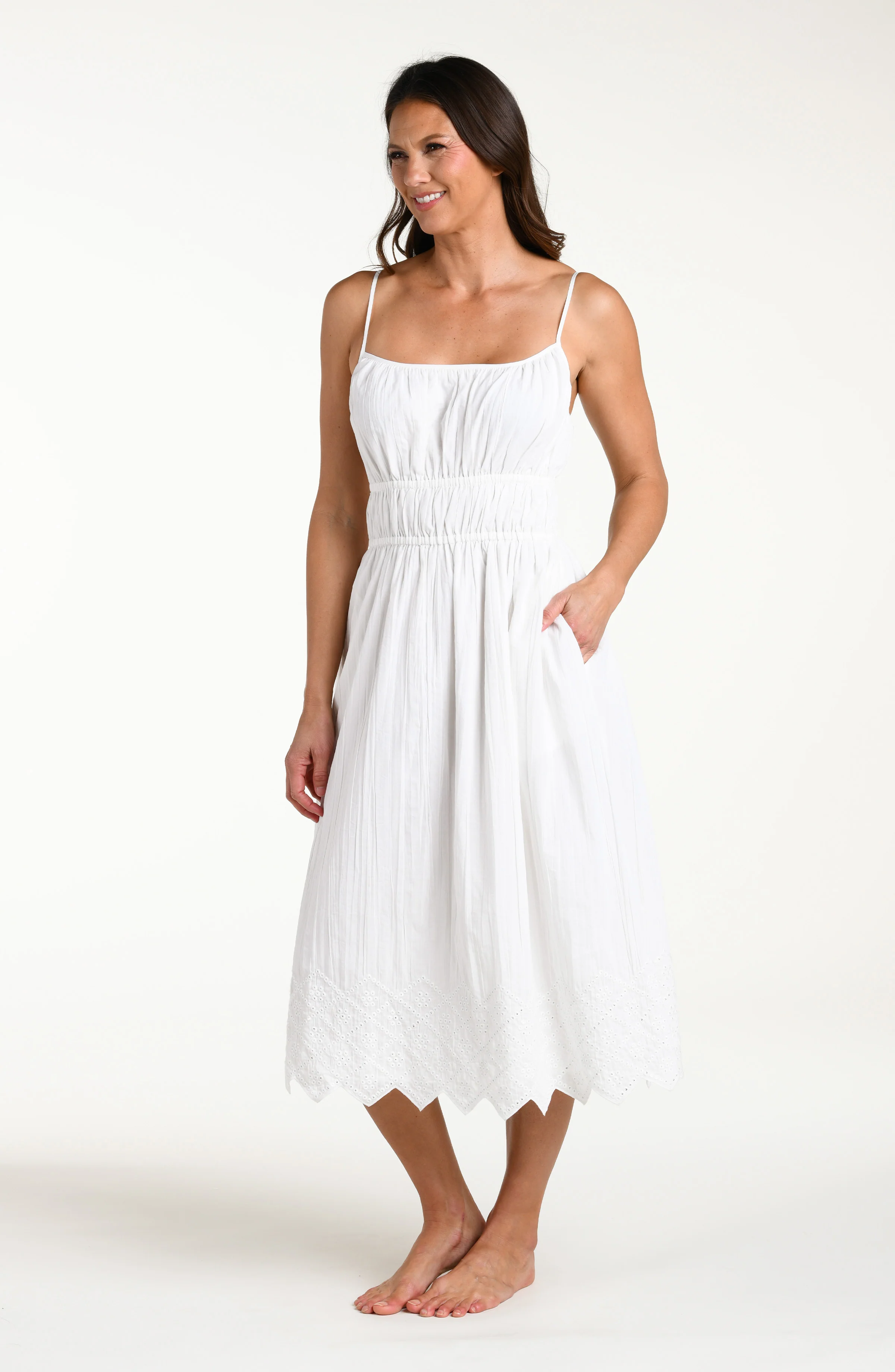 Crinkle Collective Midi Dress - White - Image 4