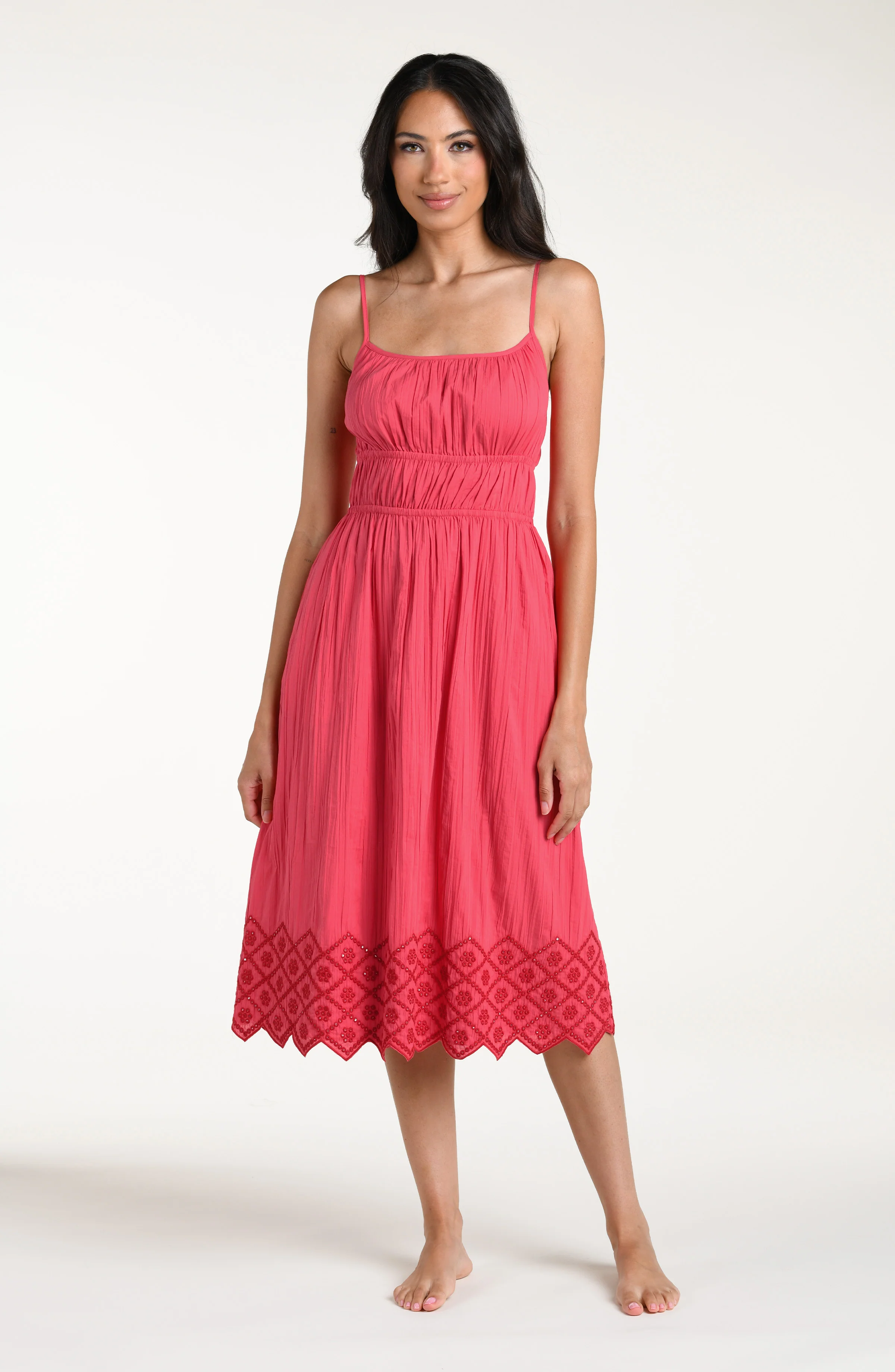 Crinkle Collective Midi Dress - Guava