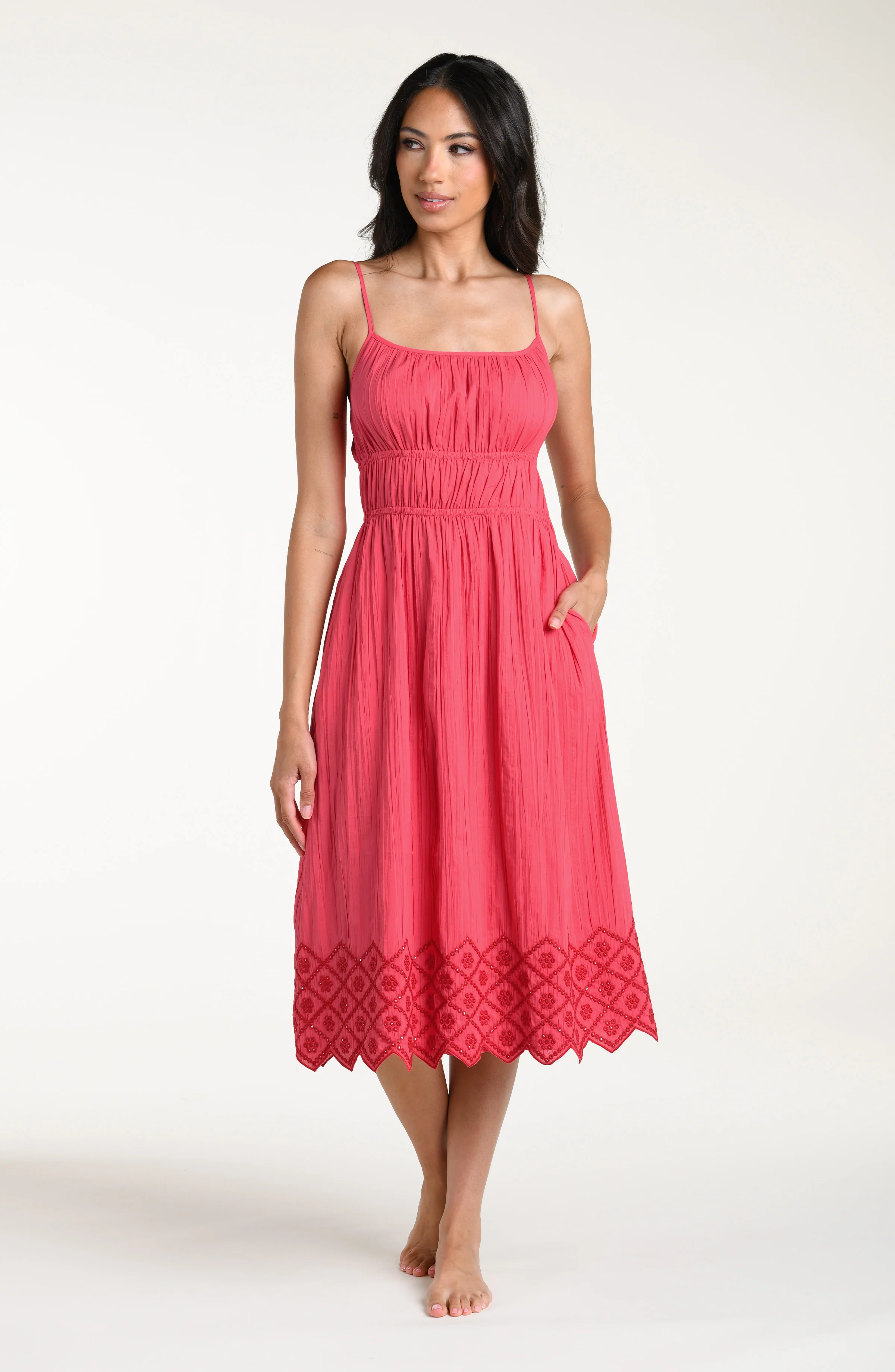 Crinkle Collective Midi Dress - Guava - Image 3