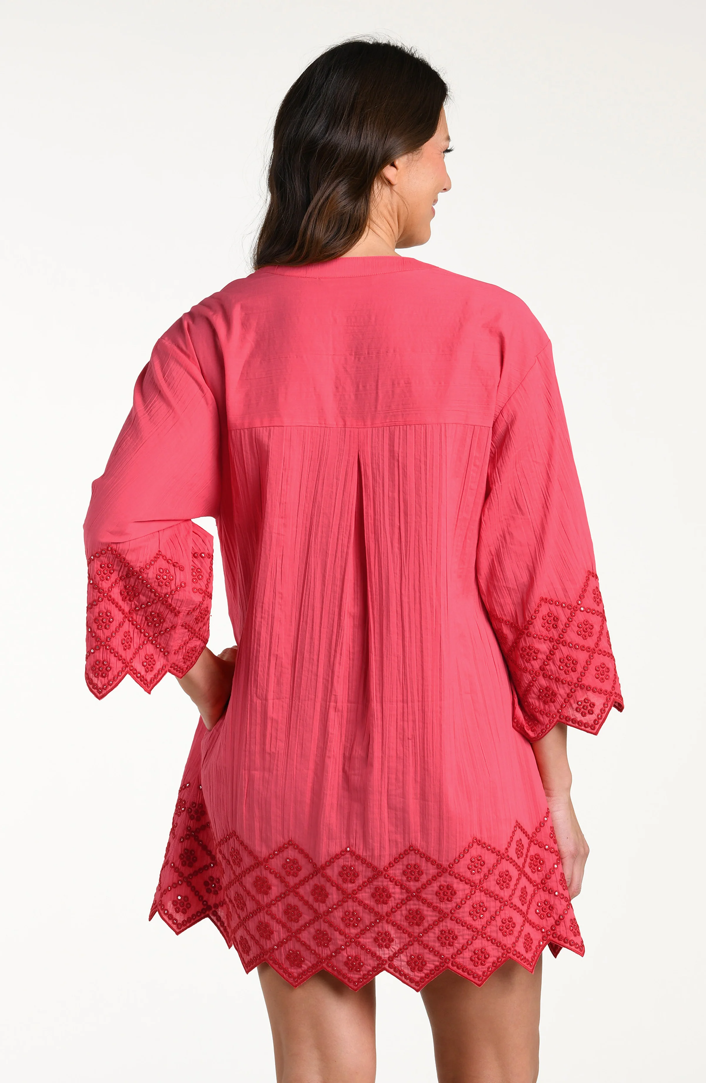 Crinkle Collective V-Neck Tunic - Guava - Image 4