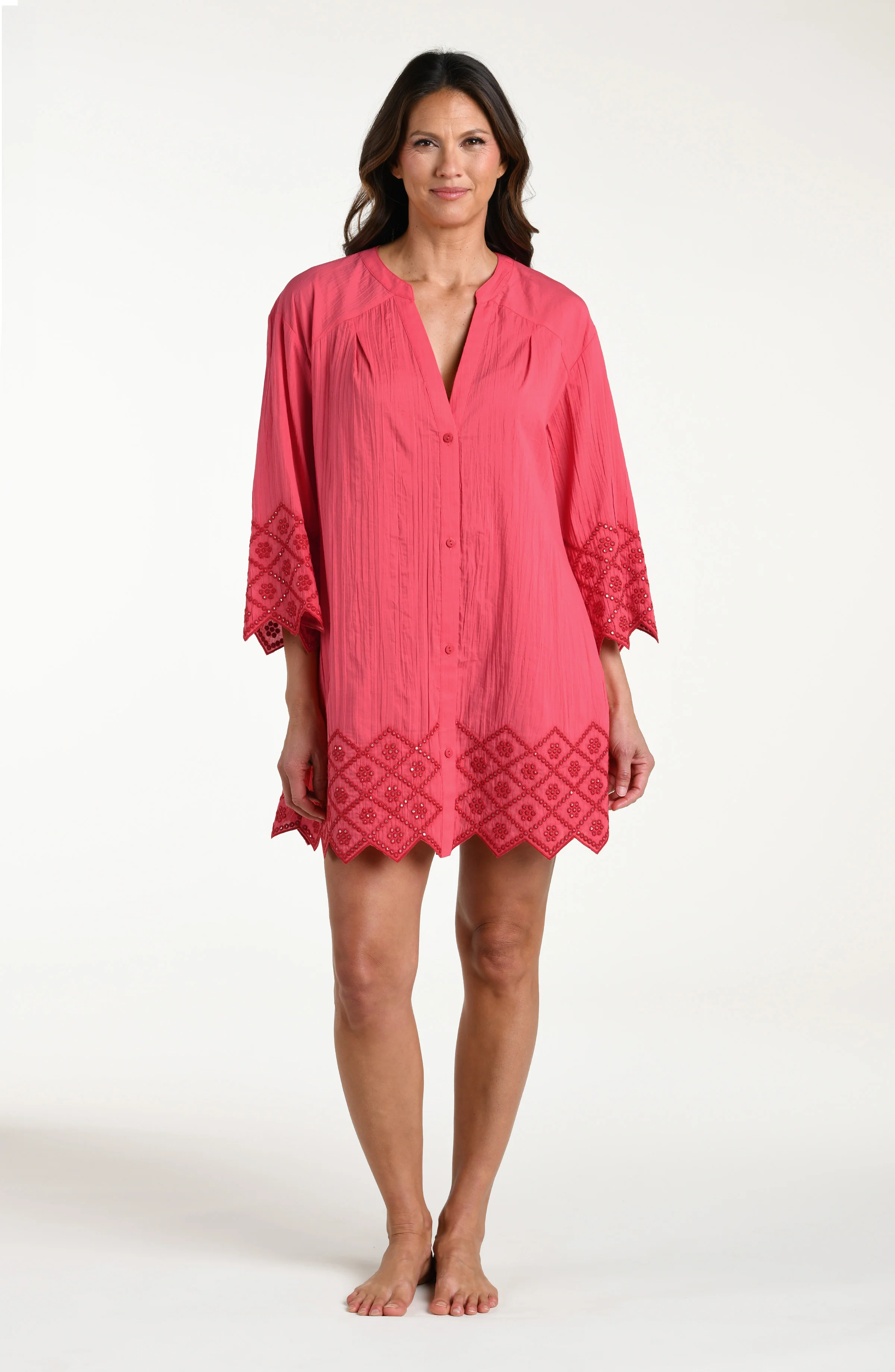 Crinkle Collective V-Neck Tunic - Guava - Image 6