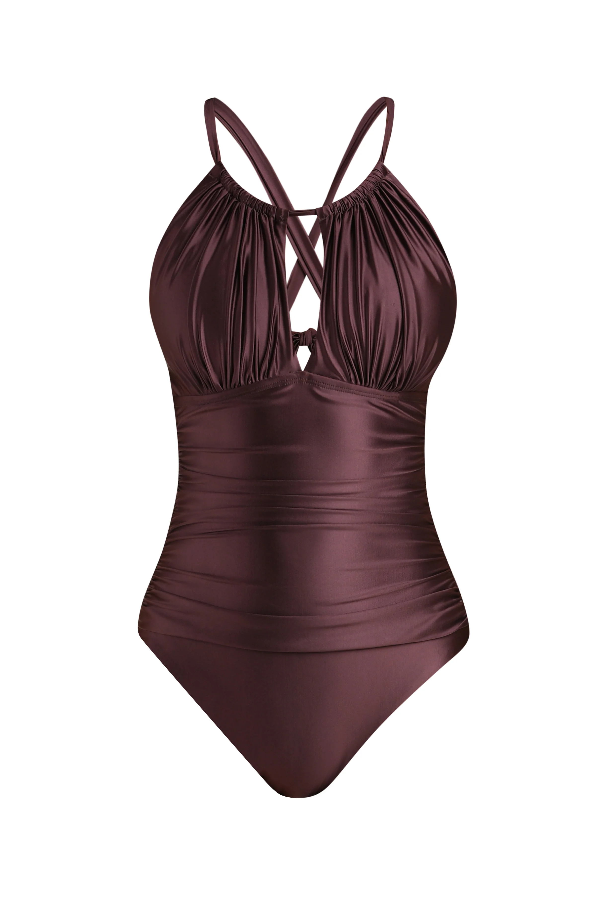 Earth Goddess High Neck Keyhole One Piece - Truffle - Image 5