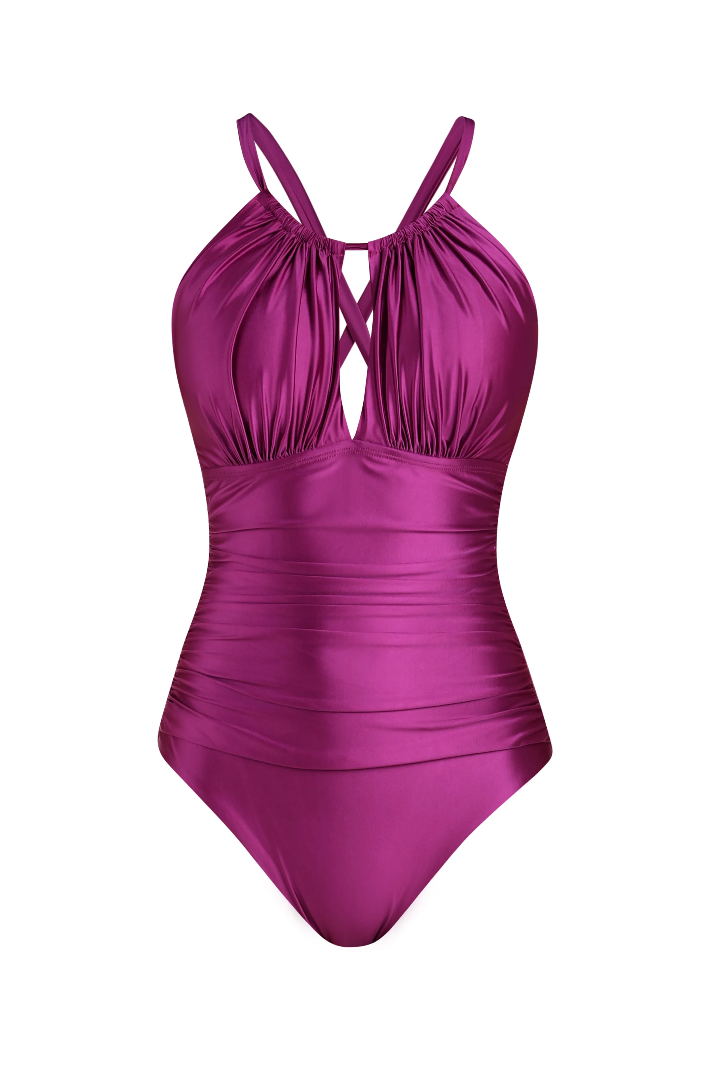 Earth Goddess High Neck Keyhole One Piece - Berry - Image 5
