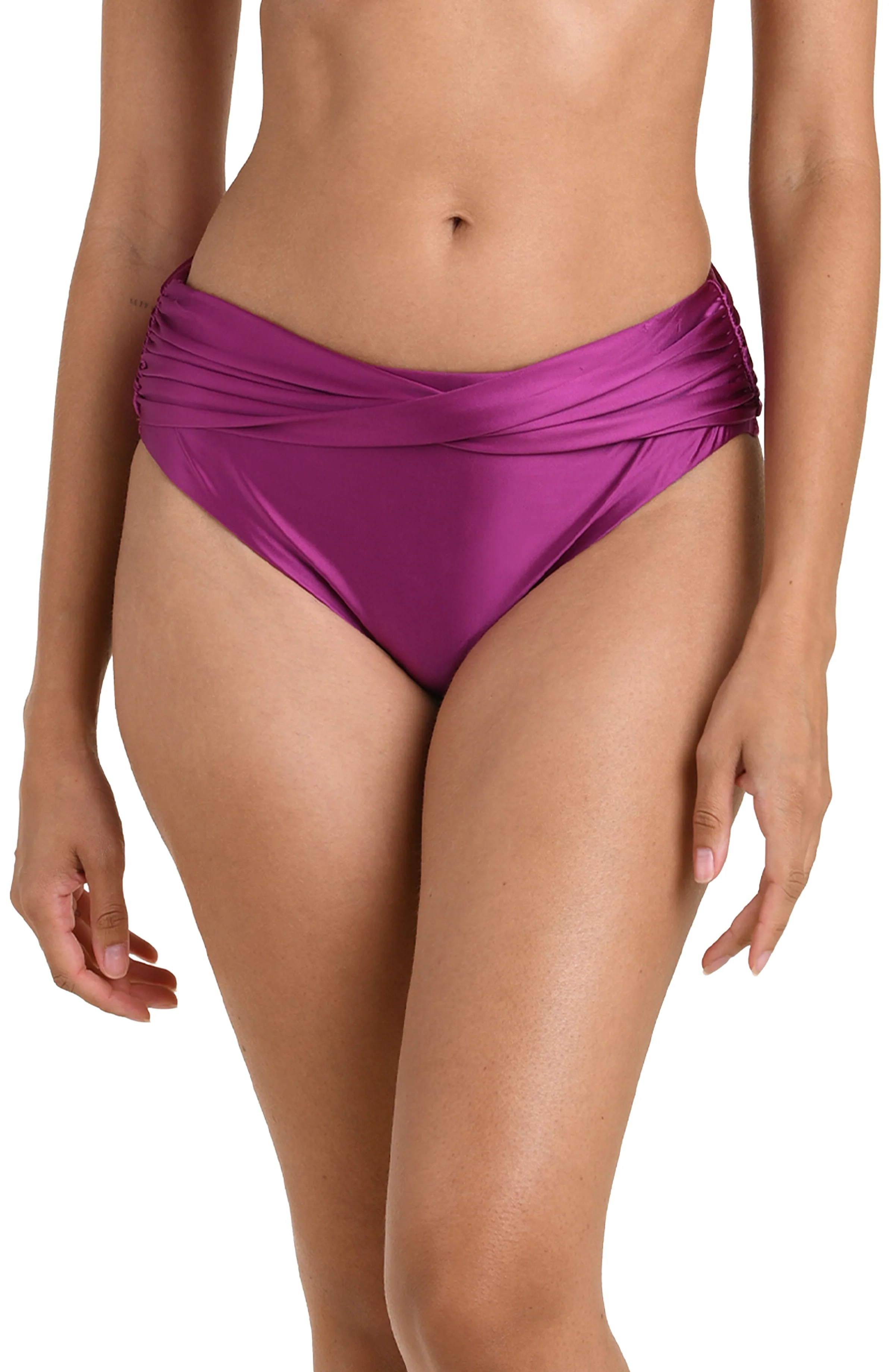 Earth Goddess Mid-Waist Twist Front Bottom - Berry