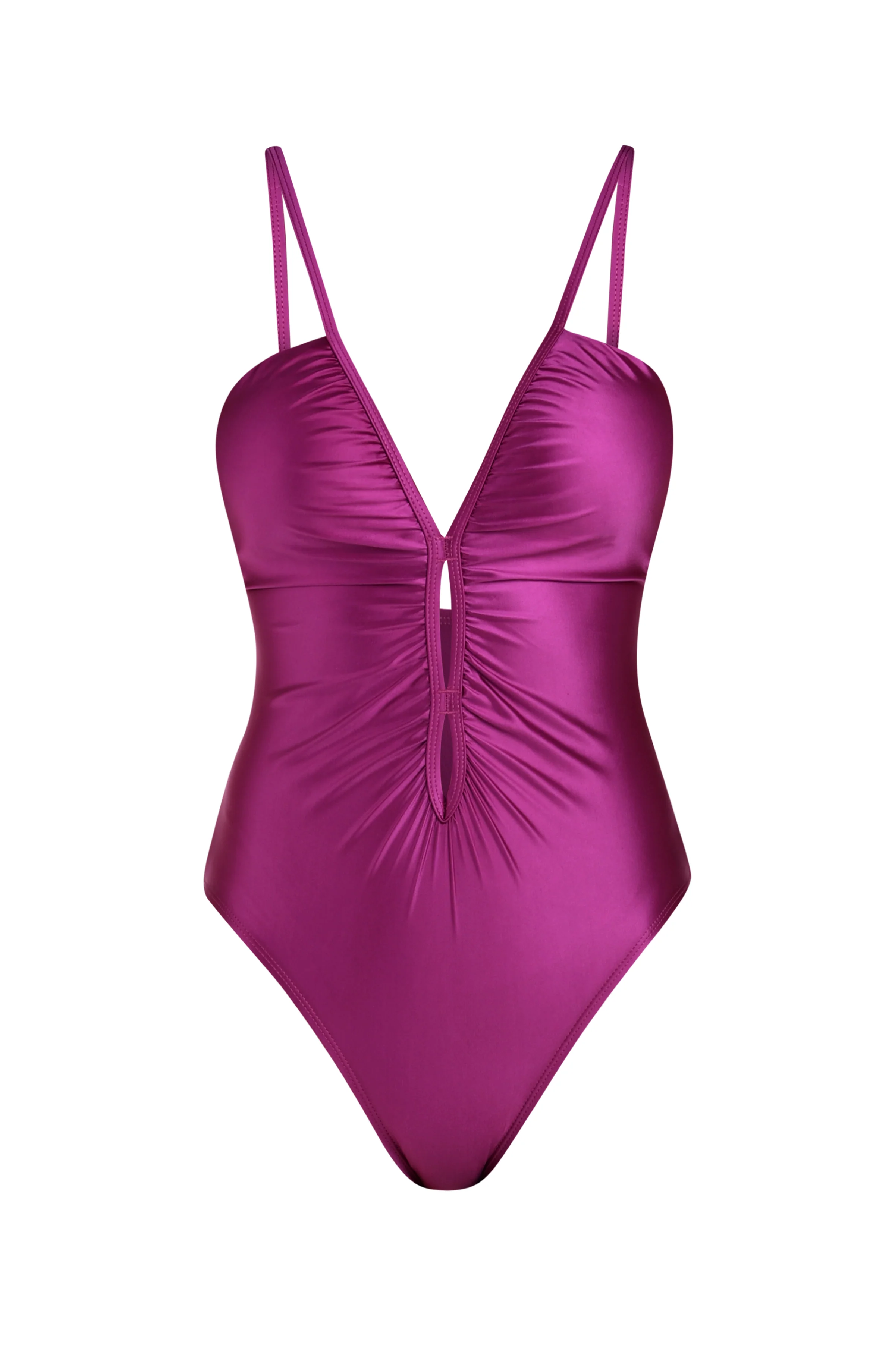 Earth Goddess Plunge Keyhole One Piece - Berry - Image 3