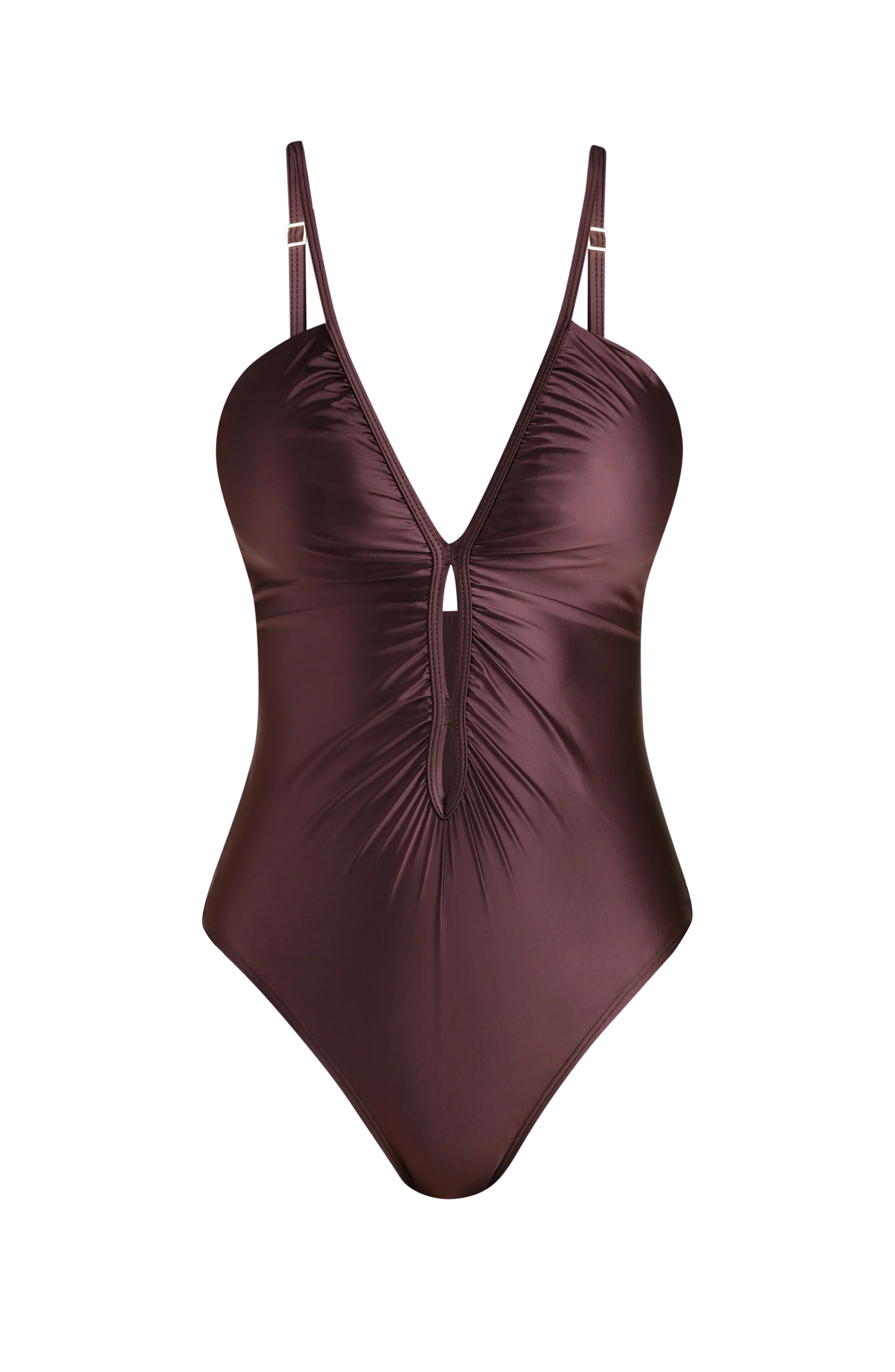 Earth Goddess Plunge Keyhole One Piece - Truffle - Image 5