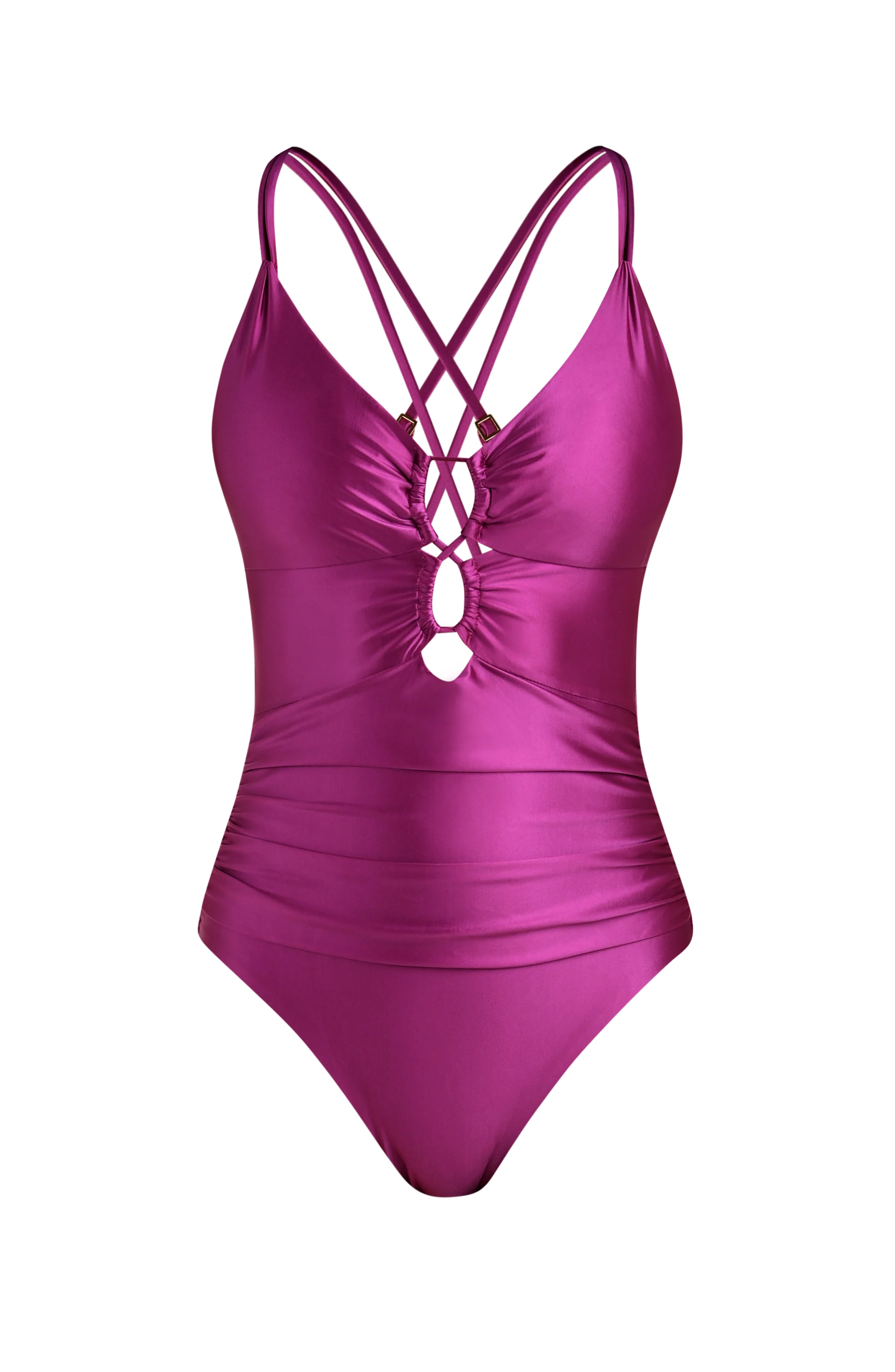 Earth Goddess Underwire Lace Up One Piece - Berry - Image 5