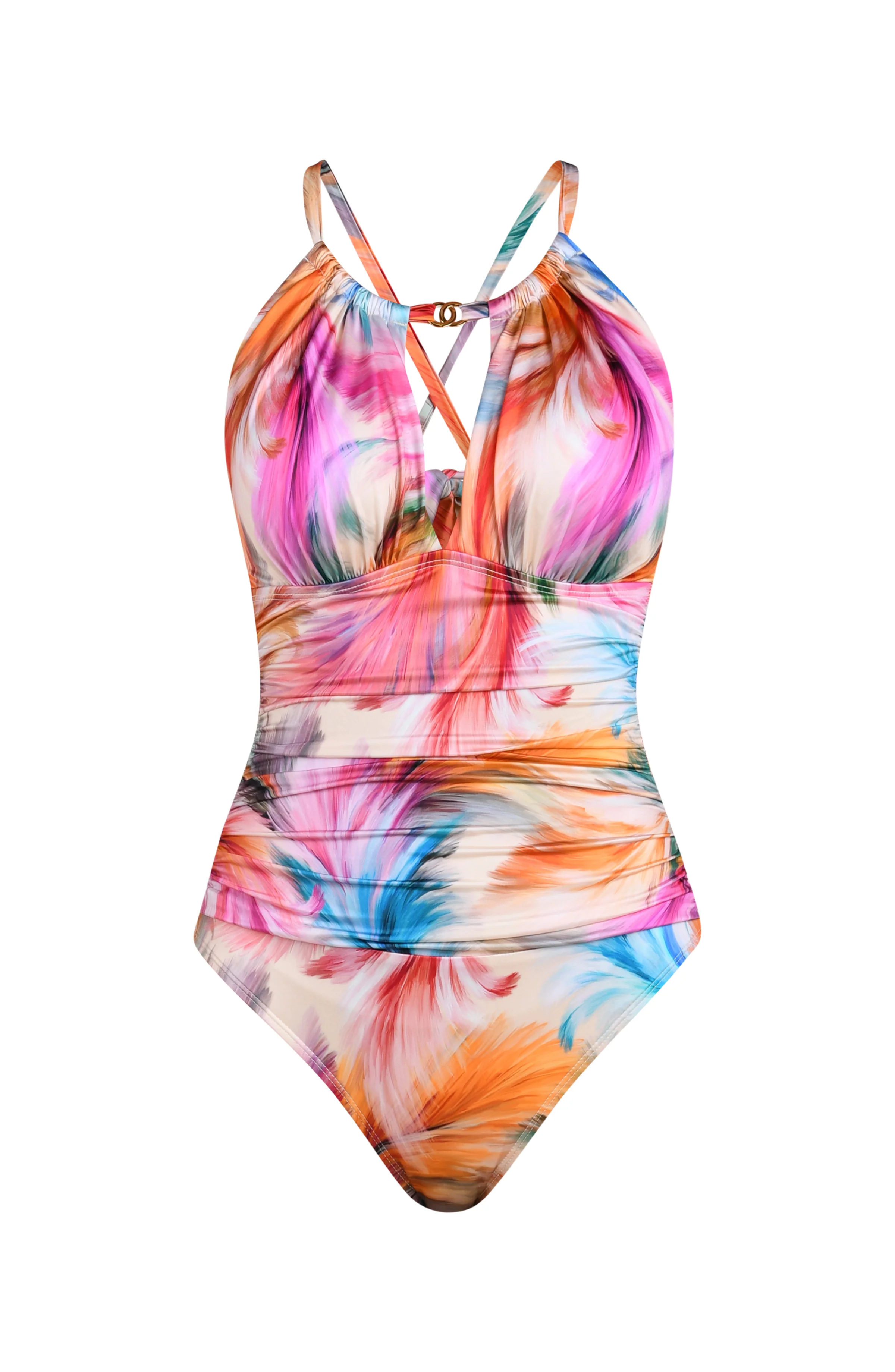 Feathered Impressions High Neck Keyhole One Piece - Image 4
