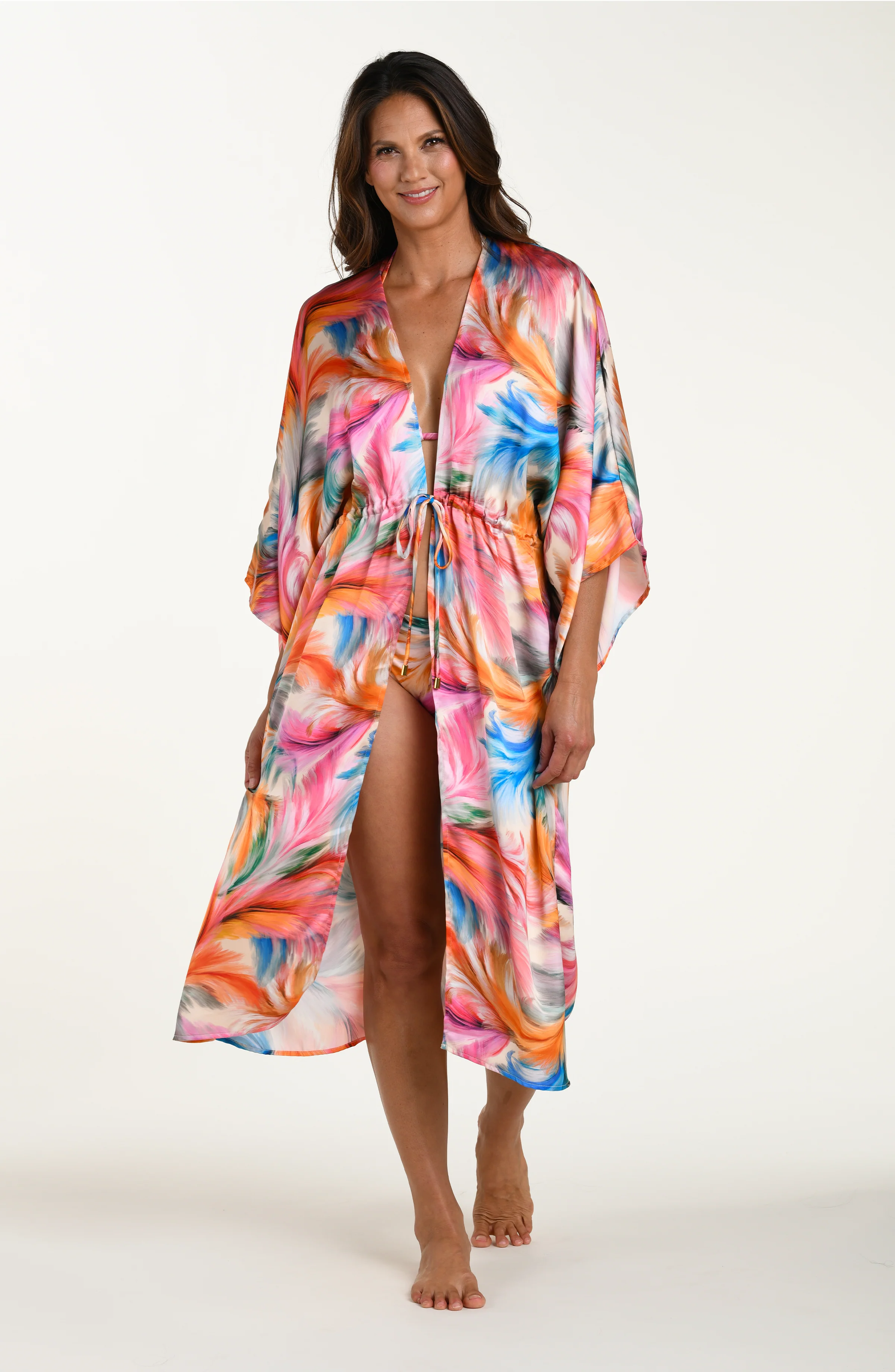 Feathered Impressions Long Kimono - Image 2