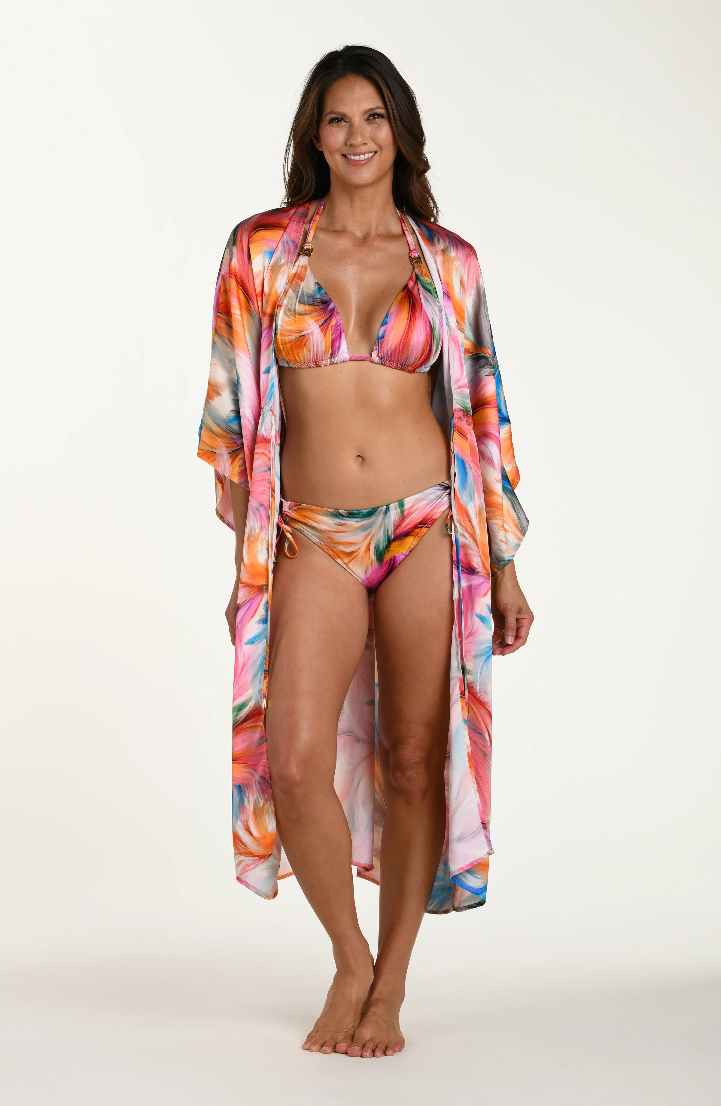 Feathered Impressions Long Kimono - Image 4